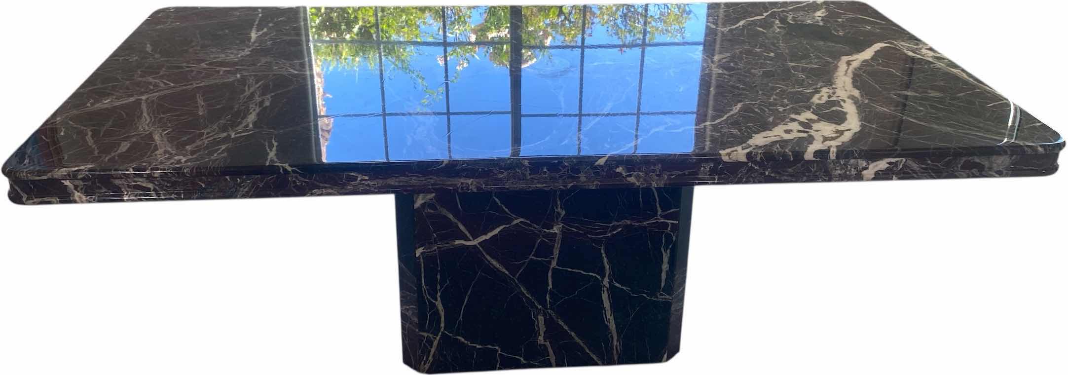 Photo 2 of MID CENTURY MODERN NERO MARQUINA MARBLE DINING TABLE WITH SCALLOPED EDGE 78” x 39” H28 1/2”