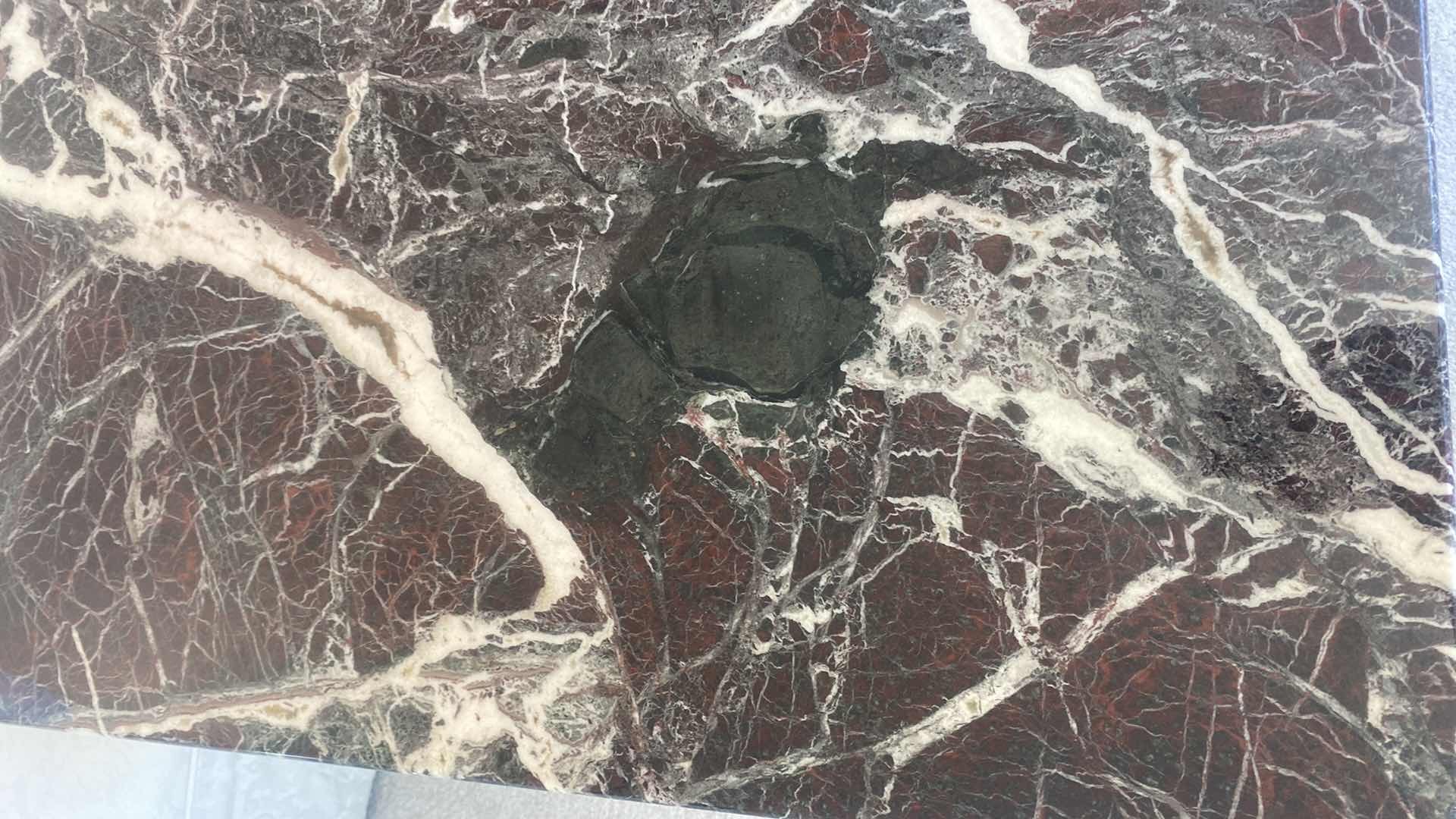 Photo 3 of MID CENTURY MODERN NERO MARQUINA MARBLE DINING TABLE WITH SCALLOPED EDGE 78” x 39” H28 1/2”