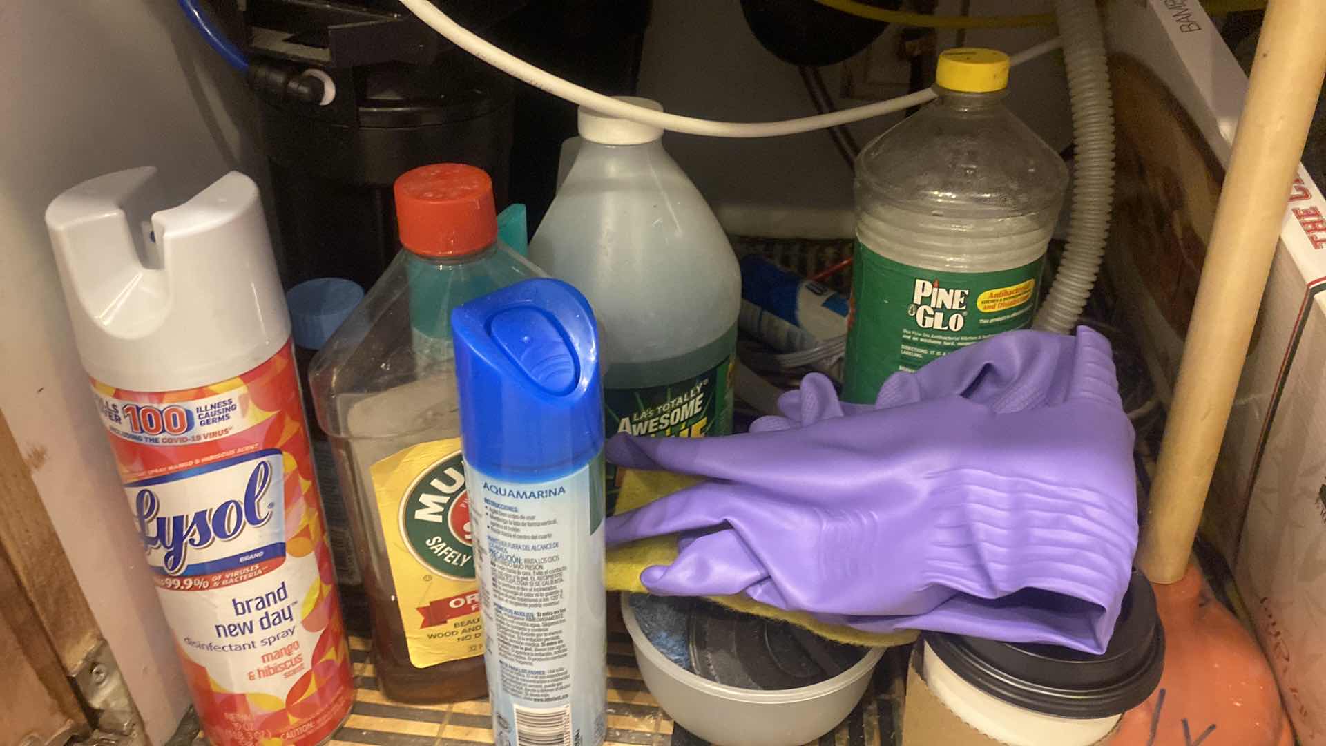 Photo 1 of CONTENTS KITCHEN CABINET - A CLEANING SUPPLIES UNDER SINK