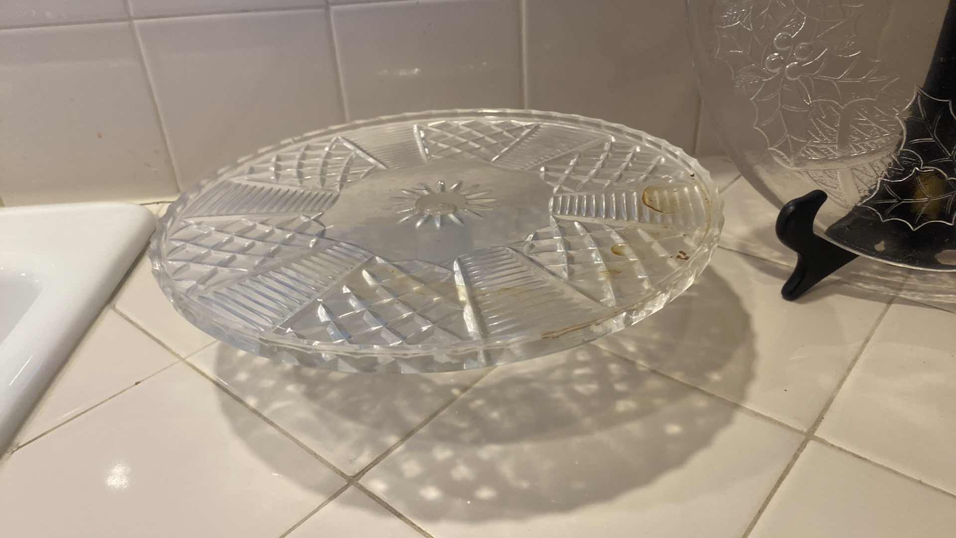 Photo 1 of CUT GLASS CAKE PLATE & HOLIDAY PLATTER