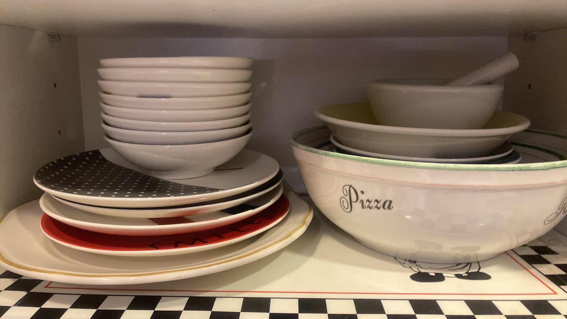 Photo 1 of CONTENTS KITCHEN CABINET - MIXED DISHES & COFFEE CUPS & GLASSES & SMALL BAKEWARE