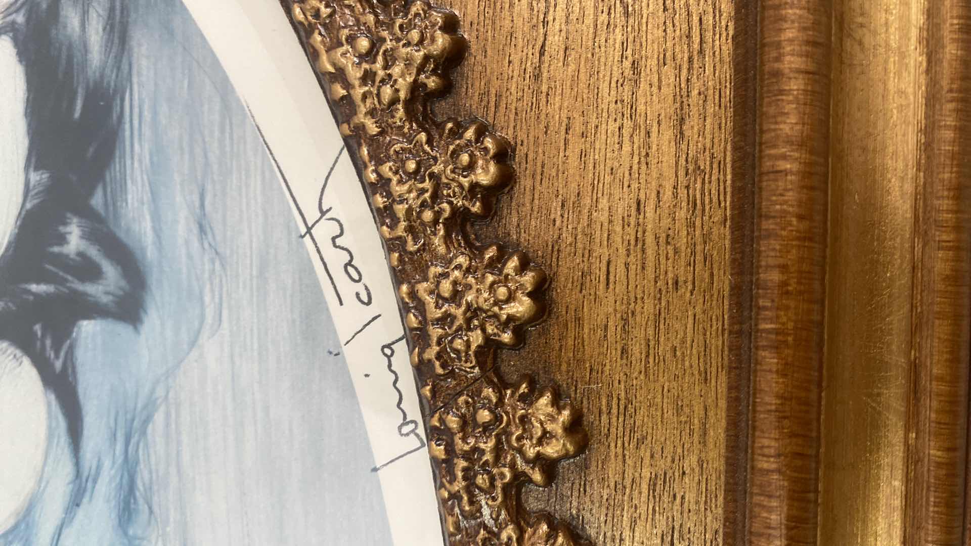 Photo 1 of GOLD WOOD FRAMED SIGNED LITHOGRAPH “SECRETS” BY LOUIS ICART ARTWORK 30” x 24”