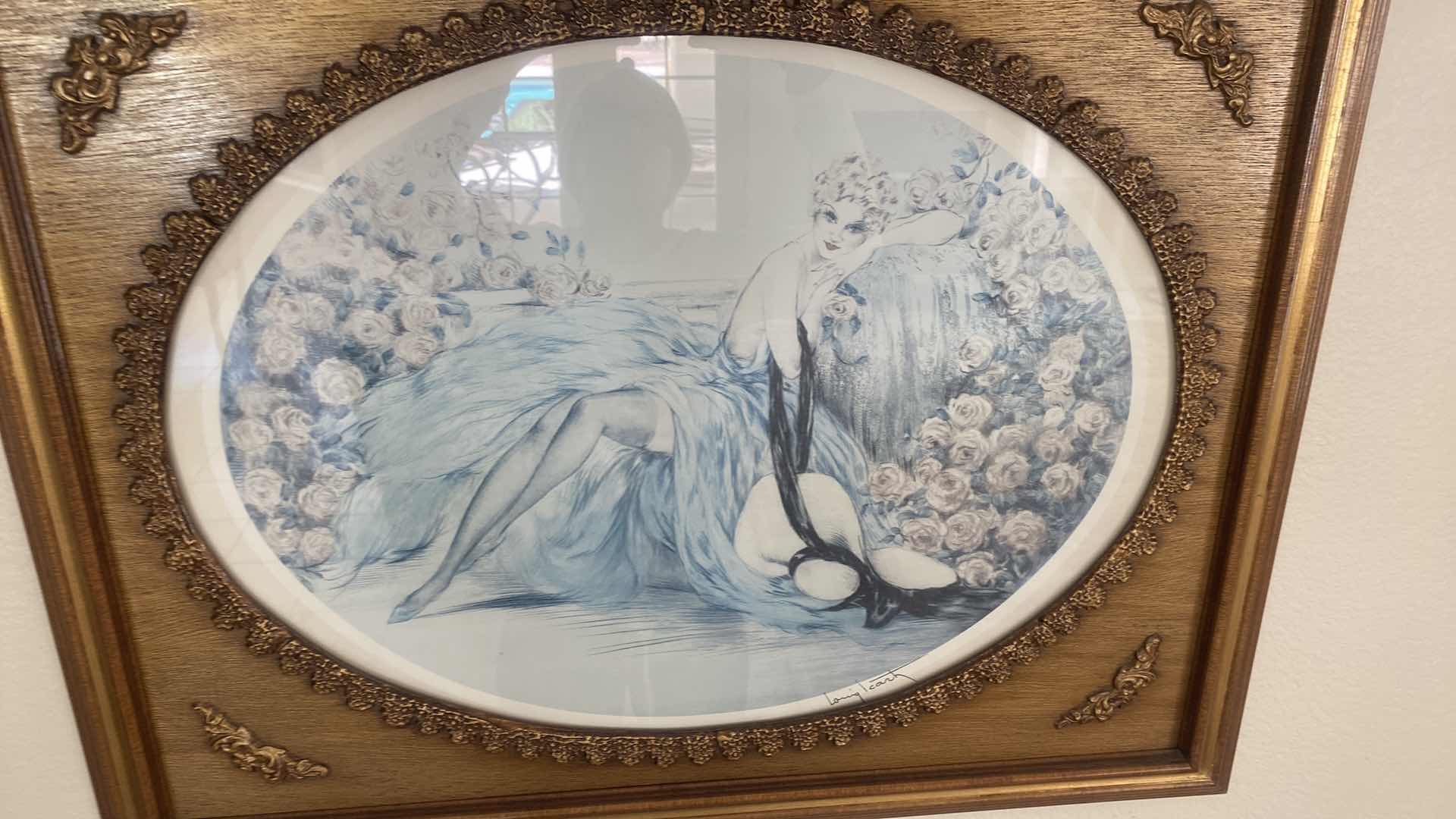 Photo 1 of GOLD WOOD FRAMED SIGNED LITHOGRAPH “SECRETS” BY LOUIS ICART ARTWORK 30” x 24”