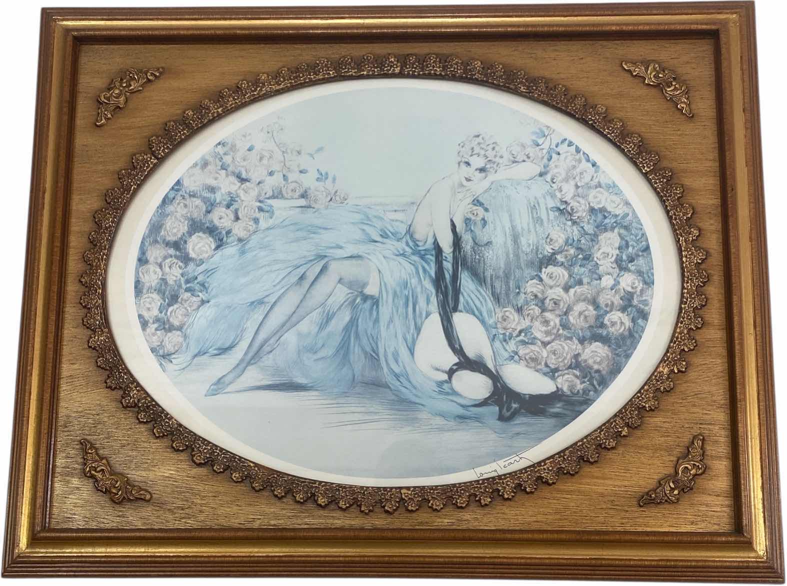 Photo 1 of GOLD WOOD FRAMED SIGNED LITHOGRAPH “SECRETS” BY LOUIS ICART ARTWORK 30” x 24”
