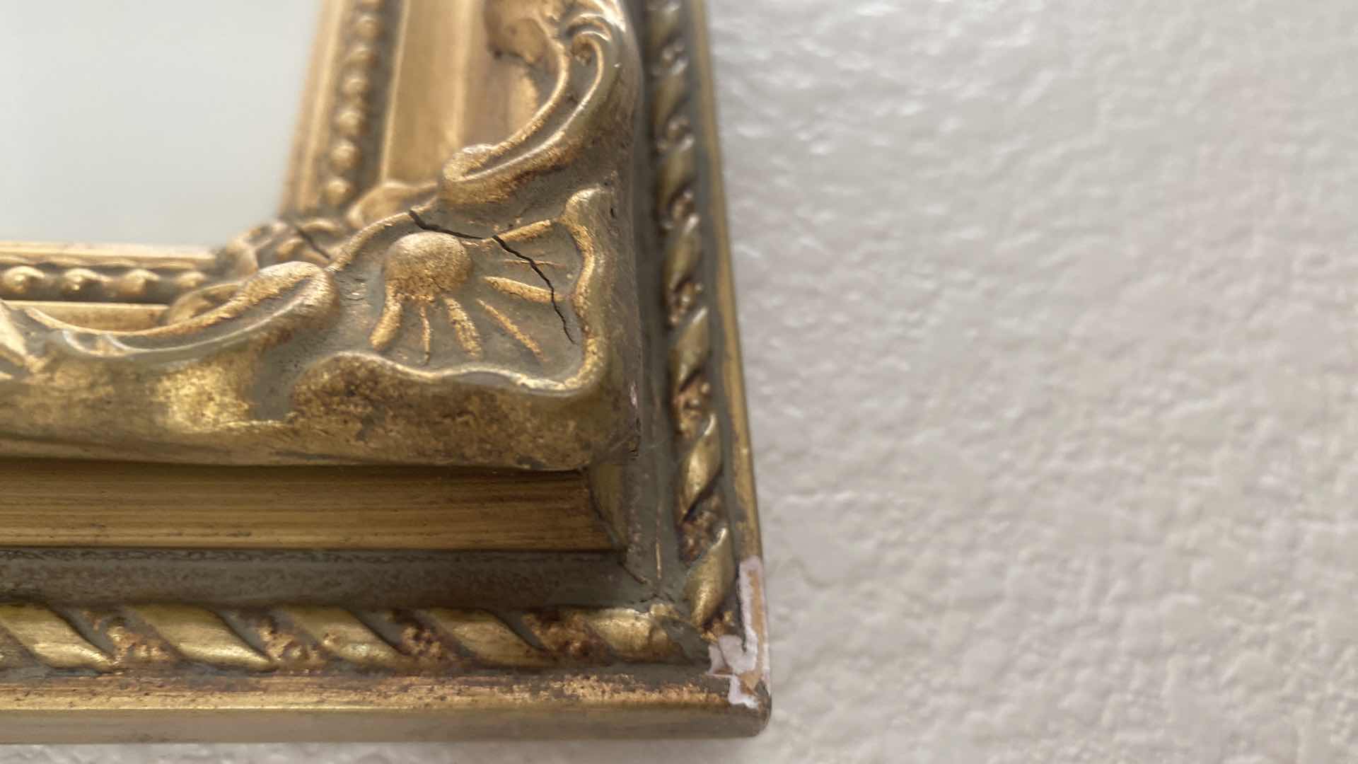 Photo 1 of GOLD RESIN FRAMED PRINT BY LOUIS ICART WOMAN WITH FRUIT BASKET ARTWORK 21” x 25”