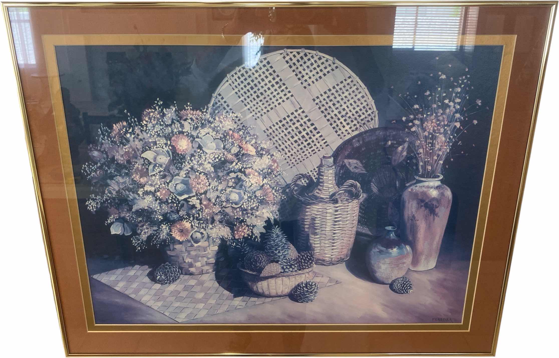 Photo 1 of METAL FRAMED FLORAL IN BASKETS PRINT BY FEEREIRA ARTWORK 28” x 22”
