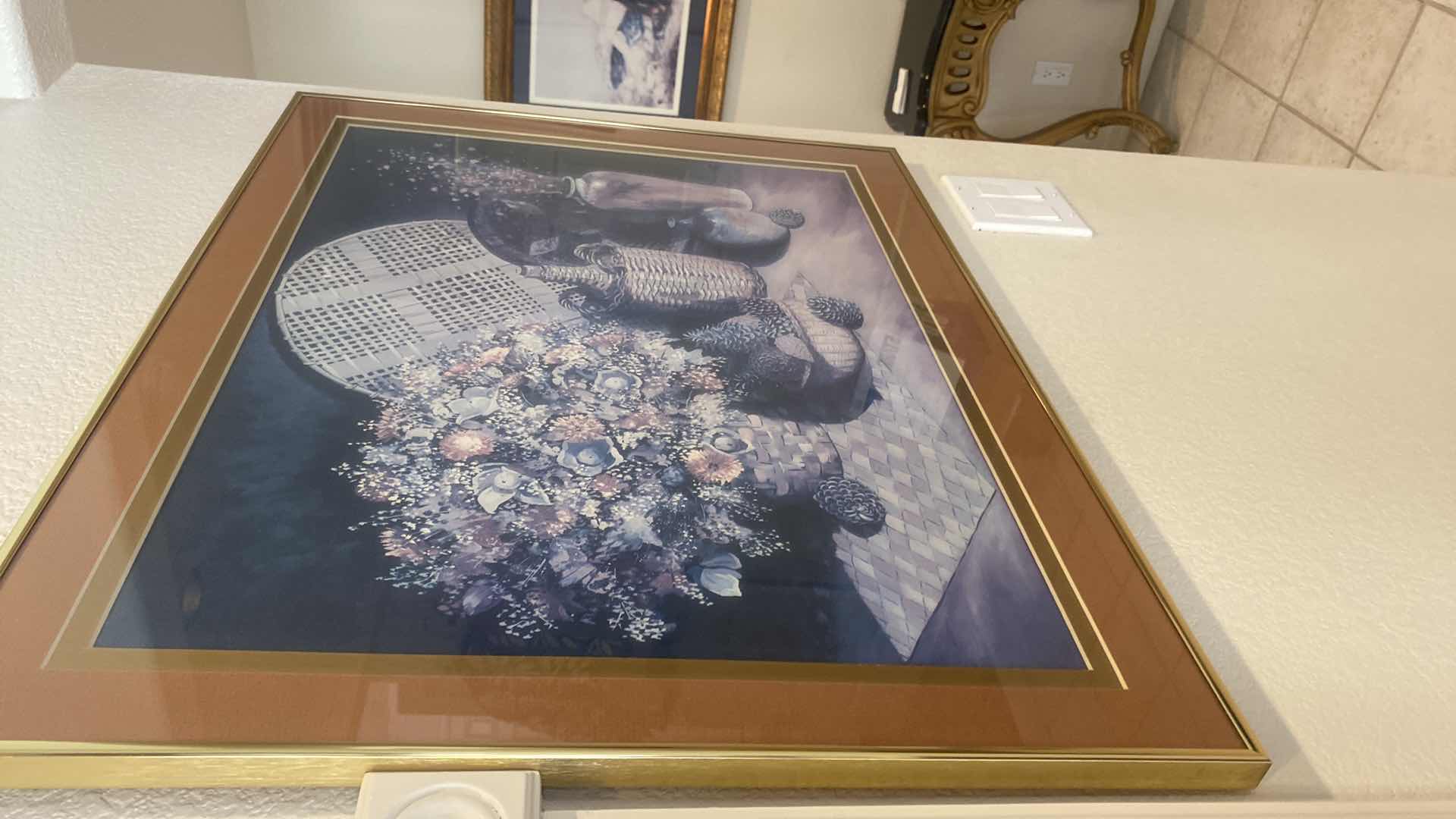 Photo 1 of METAL FRAMED FLORAL IN BASKETS PRINT BY FEEREIRA ARTWORK 28” x 22”