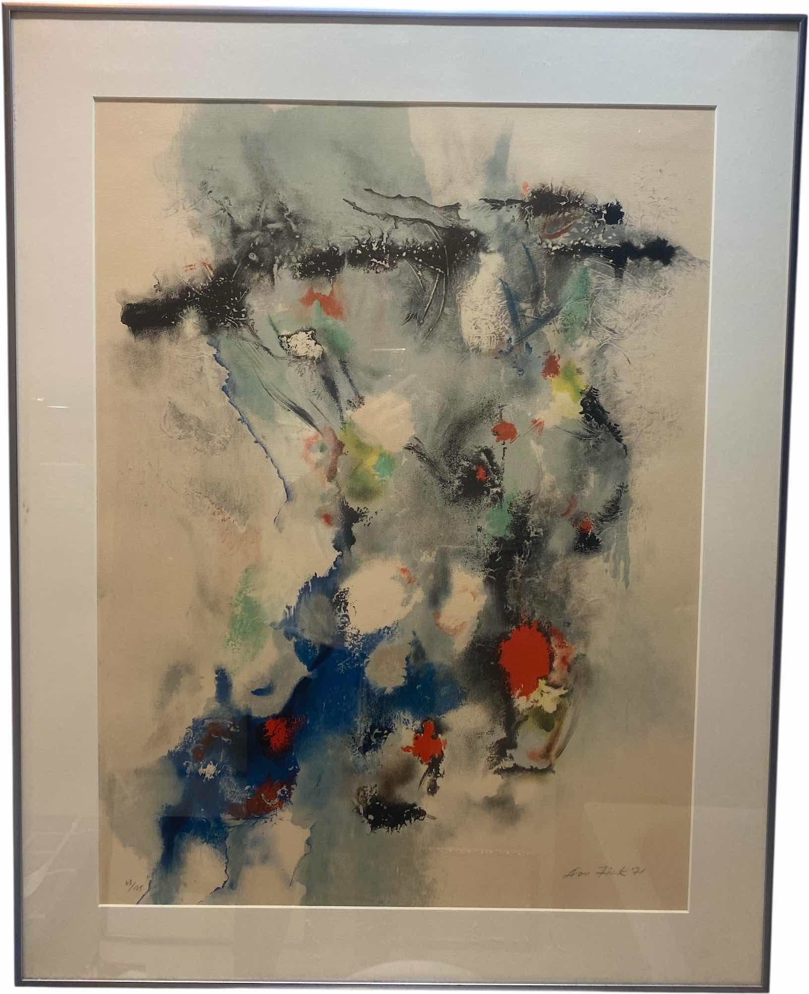 Photo 1 of FRAMED 1971 SIGNED NUMBERED 63/125 ABSTRACT BY DON FINK ARTWORK 28” x 35”