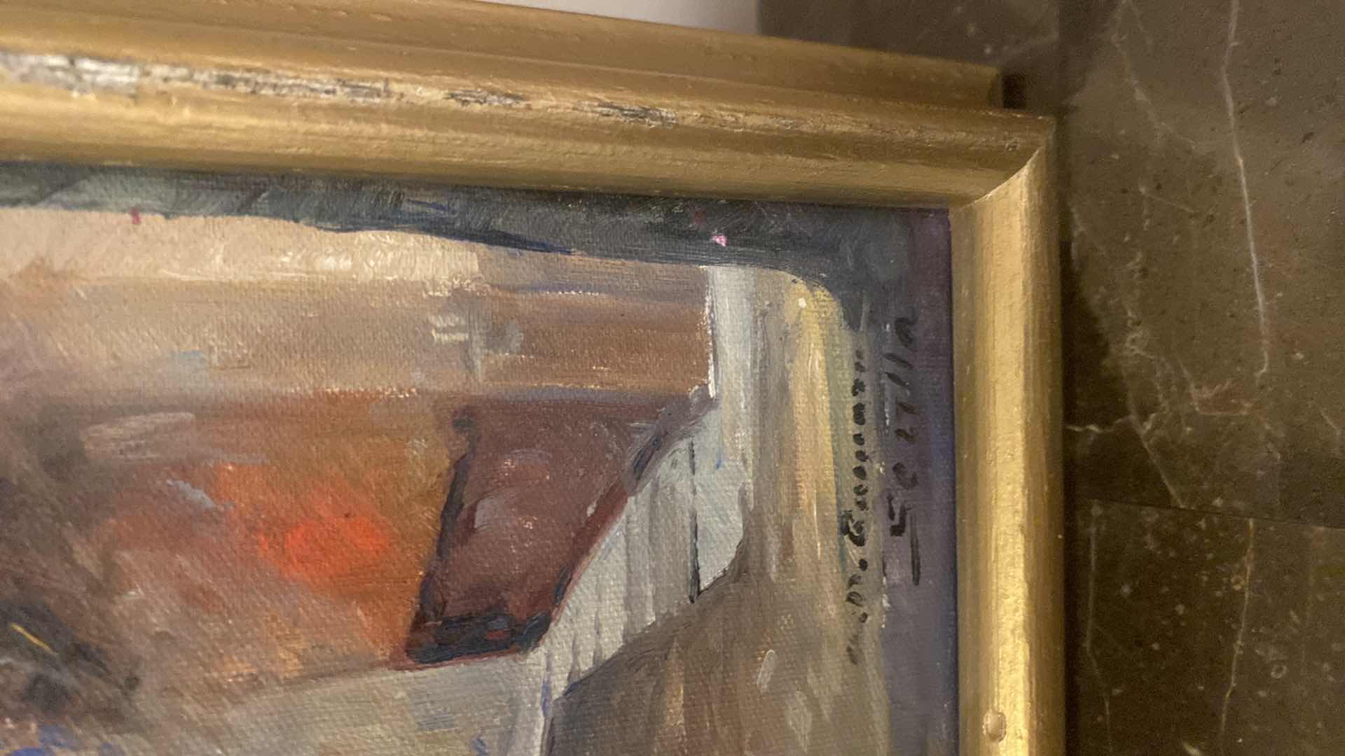 Photo 1 of 2 - WOOD FRAMED FLORAL & ARCHITECTURE SIGNED PAINTINGS ARTWORK LARGEST 20” x 24”