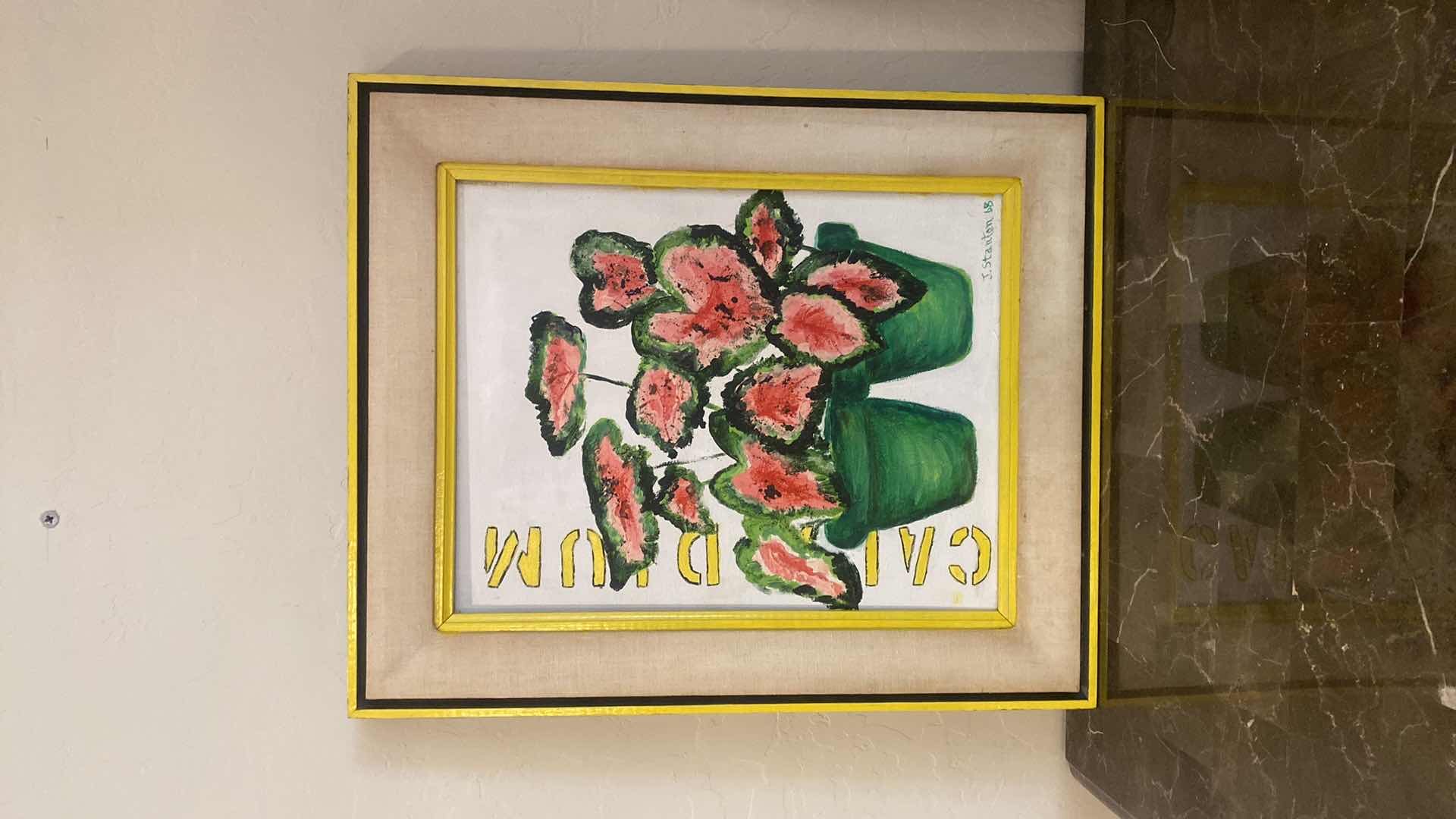 Photo 1 of 2 - WOOD FRAMED FLORAL & ARCHITECTURE SIGNED PAINTINGS ARTWORK LARGEST 20” x 24”