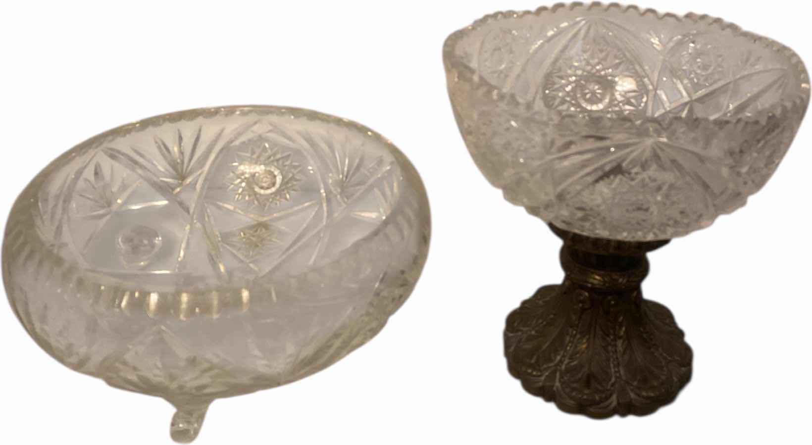 Photo 1 of 2 - CRYSTAL BOWLS PINWHEEL DESIGN FOOTED BIWL MEASURES 8 1/2” x 9”