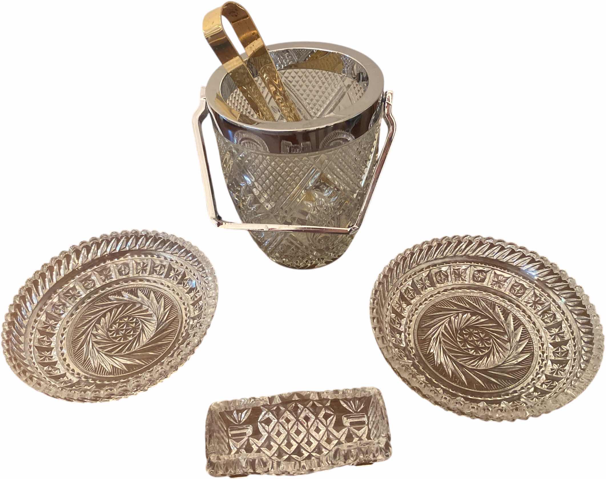 Photo 1 of 4 - CRYSTAL - SMALL ICE BUCKET 2 BOTTLE COASTERS & TOOTHPICK HOLDER