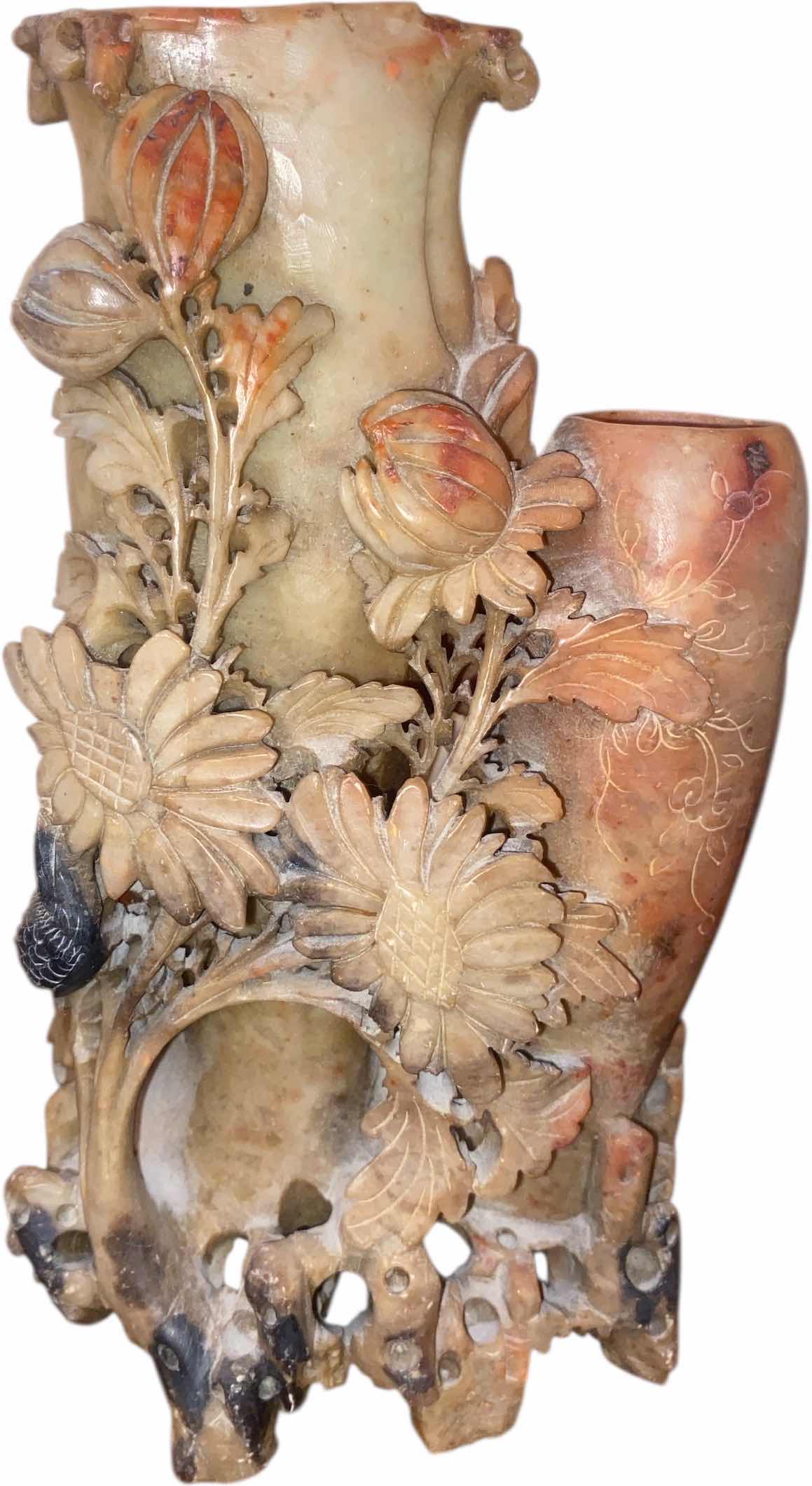 Photo 1 of CARVED SOAPSTONE CHINESE VASE H 8 3/4”