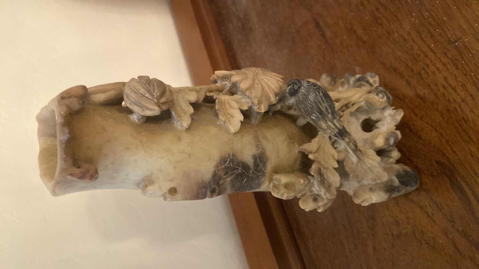 Photo 1 of CARVED SOAPSTONE CHINESE VASE H 8 3/4”