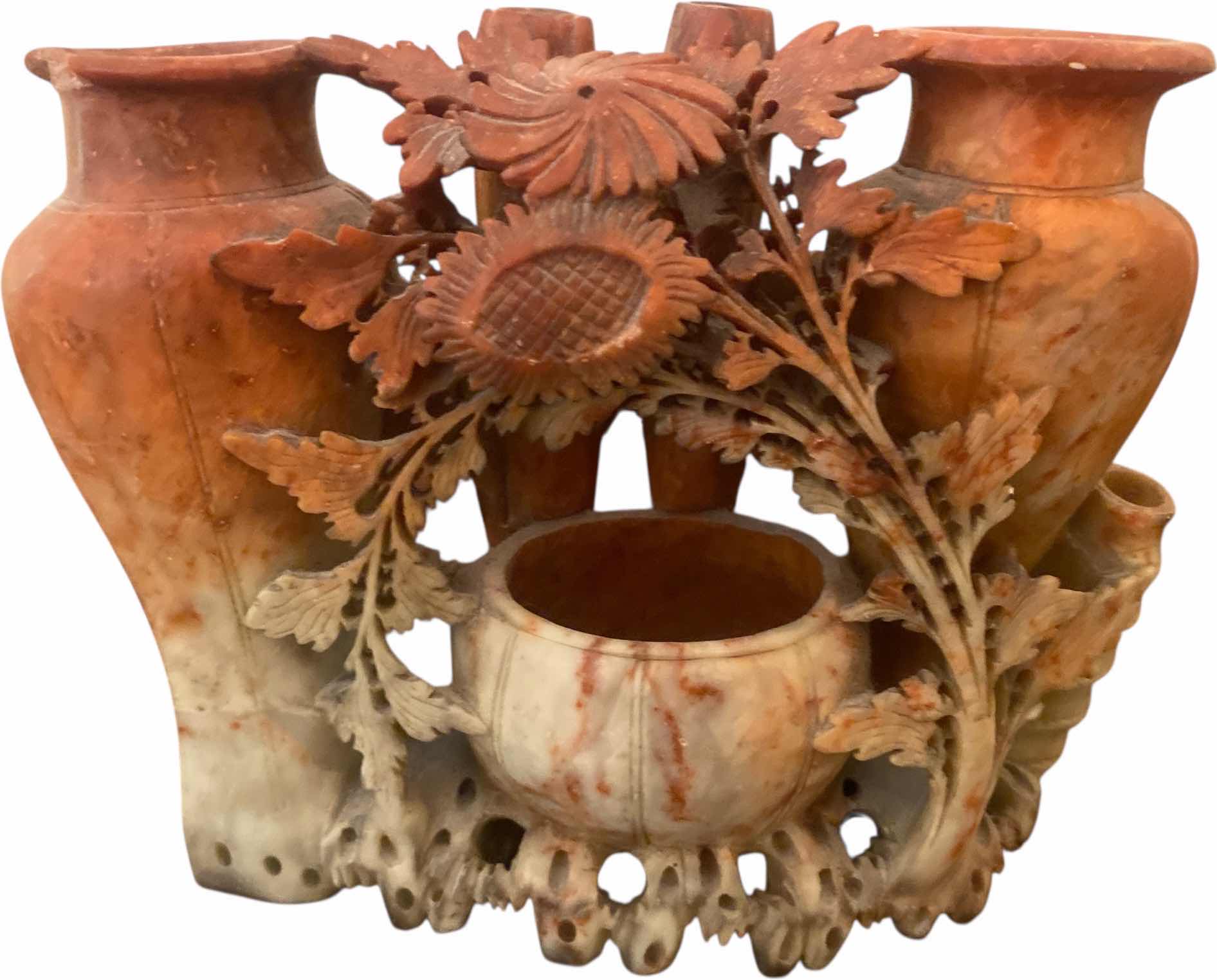 Photo 1 of CARVED SOAPSTONE CHINESE VASE 7” x 6”