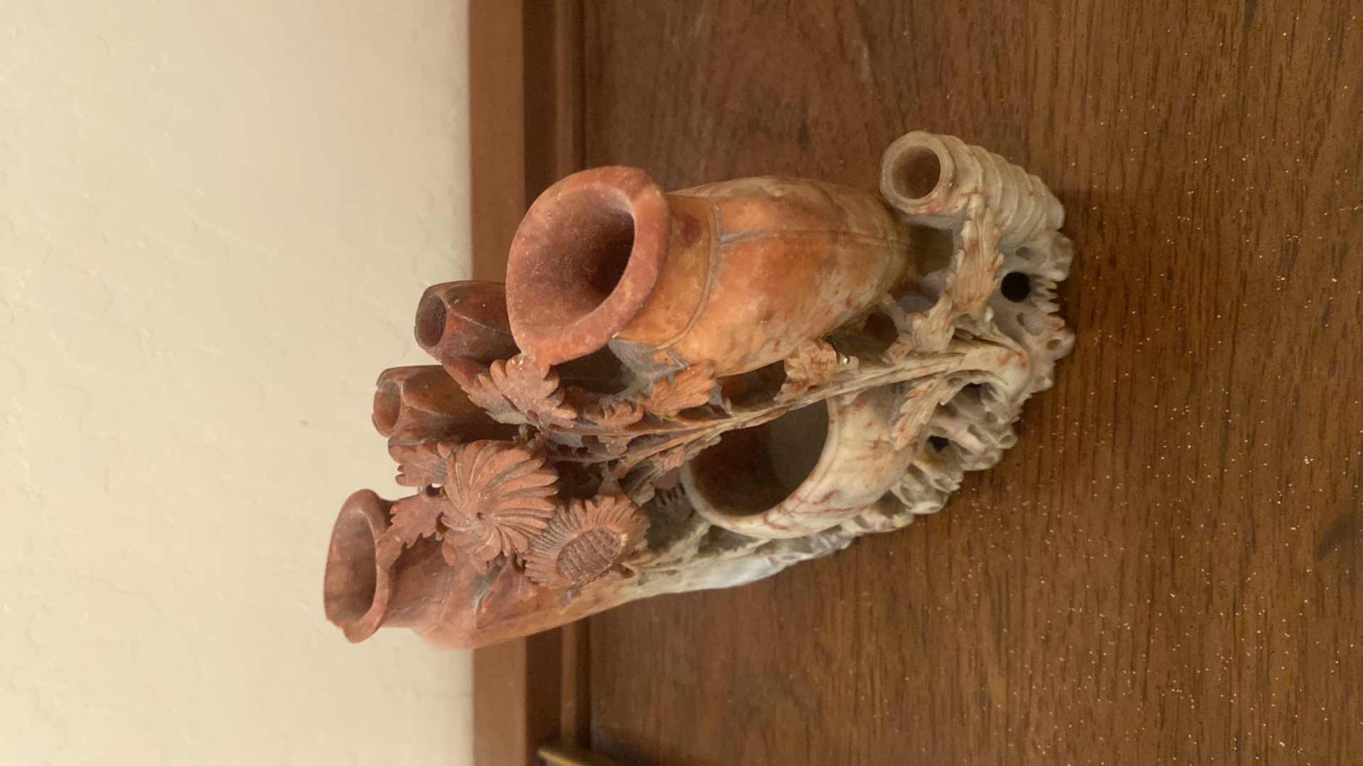 Photo 1 of CARVED SOAPSTONE CHINESE VASE 7” x 6”