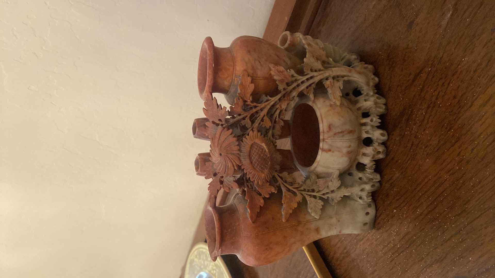 Photo 1 of CARVED SOAPSTONE CHINESE VASE 7” x 6”