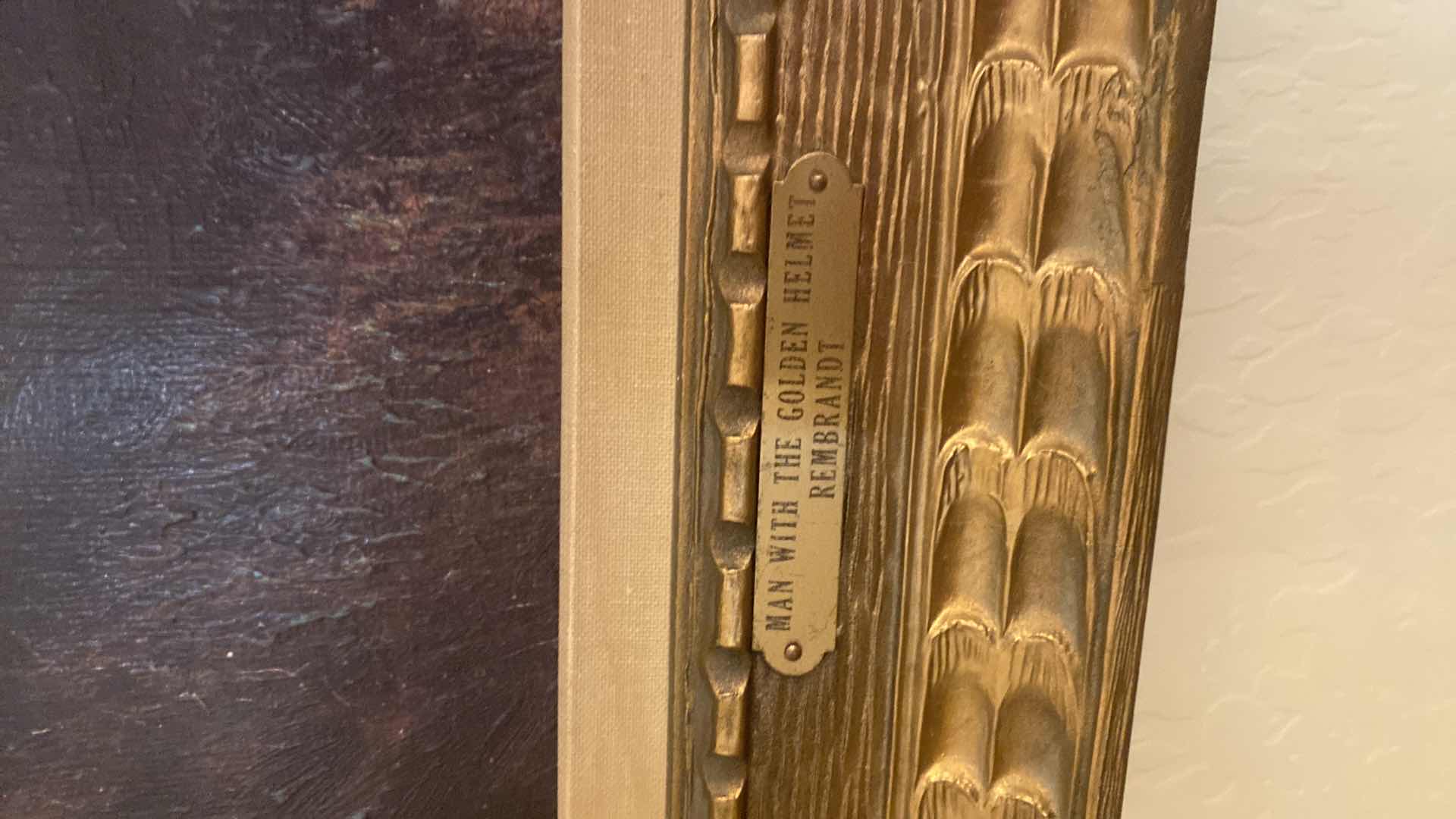 Photo 2 of FRAME IS NOT DAMAGED HOWEVER THE PICTURE HAS MINOR DAMAGE------------------------------------------------WOOD FRAMED OIL ON CANVAS “MAN WITH THE GOLDEN HELMET” by REMBRANDT ARTWORK 22 1/4” x 27 1/4”