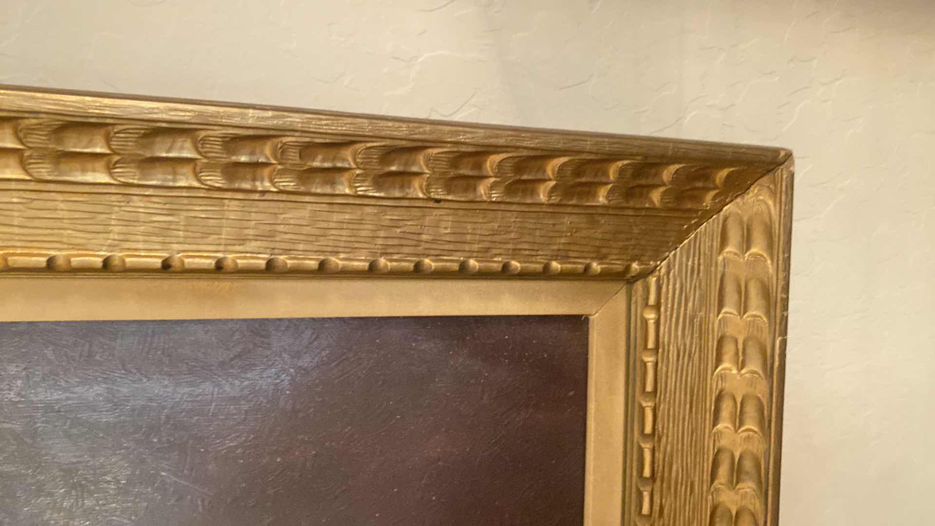 Photo 1 of FRAME IS NOT DAMAGED HOWEVER THE PICTURE HAS MINOR DAMAGE------------------------------------------------WOOD FRAMED OIL ON CANVAS “MAN WITH THE GOLDEN HELMET” by REMBRANDT ARTWORK 22 1/4” x 27 1/4”