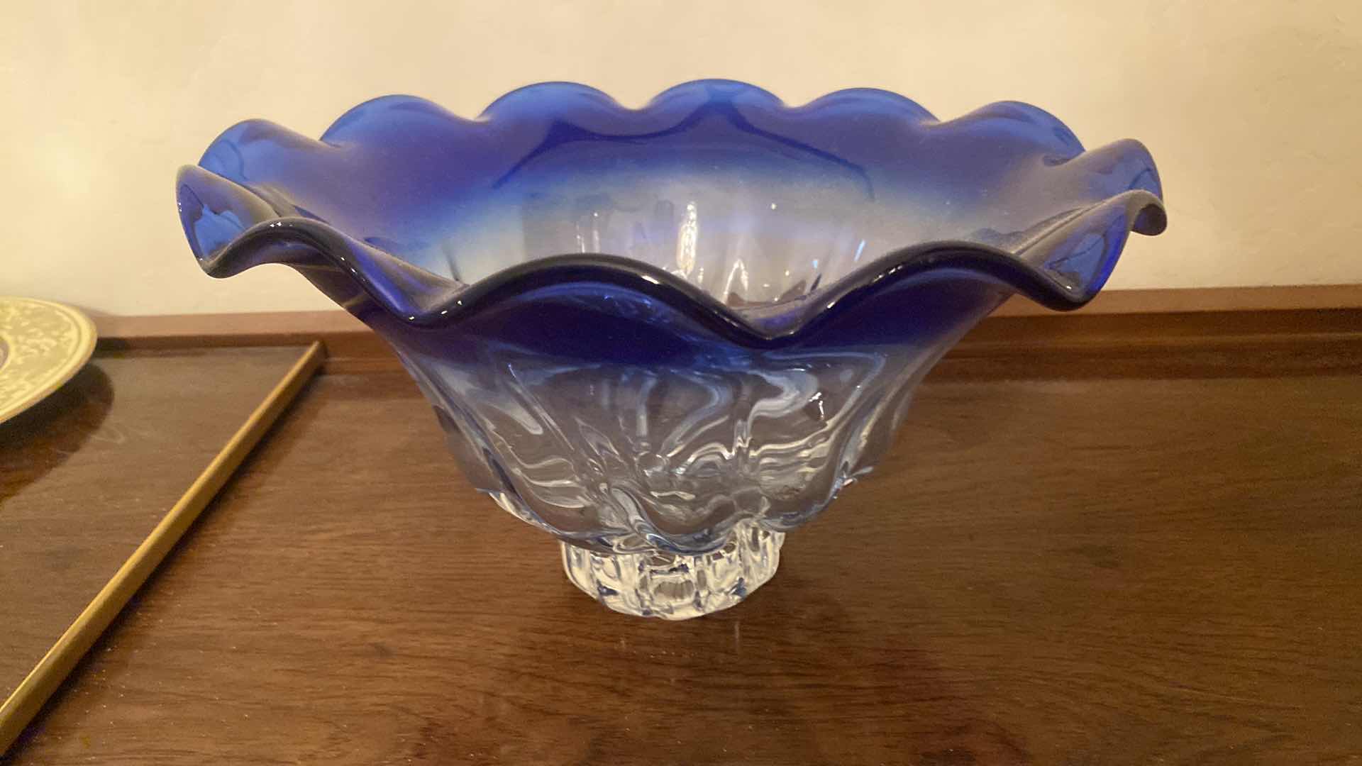 Photo 1 of ART-GLASS CRYSTAL SWIRL BOWL 13 1/2” x 7 1/2”