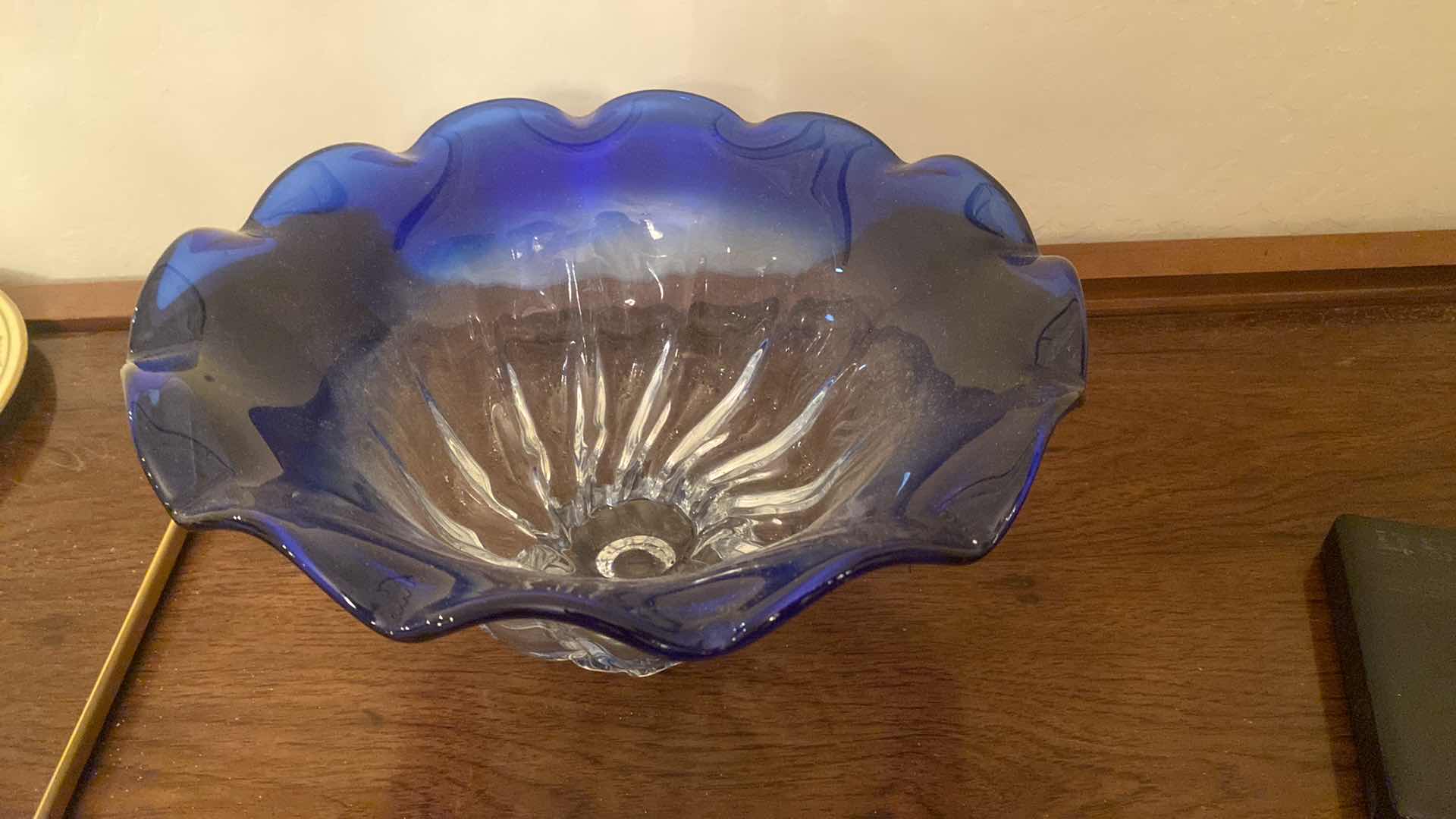 Photo 1 of ART-GLASS CRYSTAL SWIRL BOWL 13 1/2” x 7 1/2”