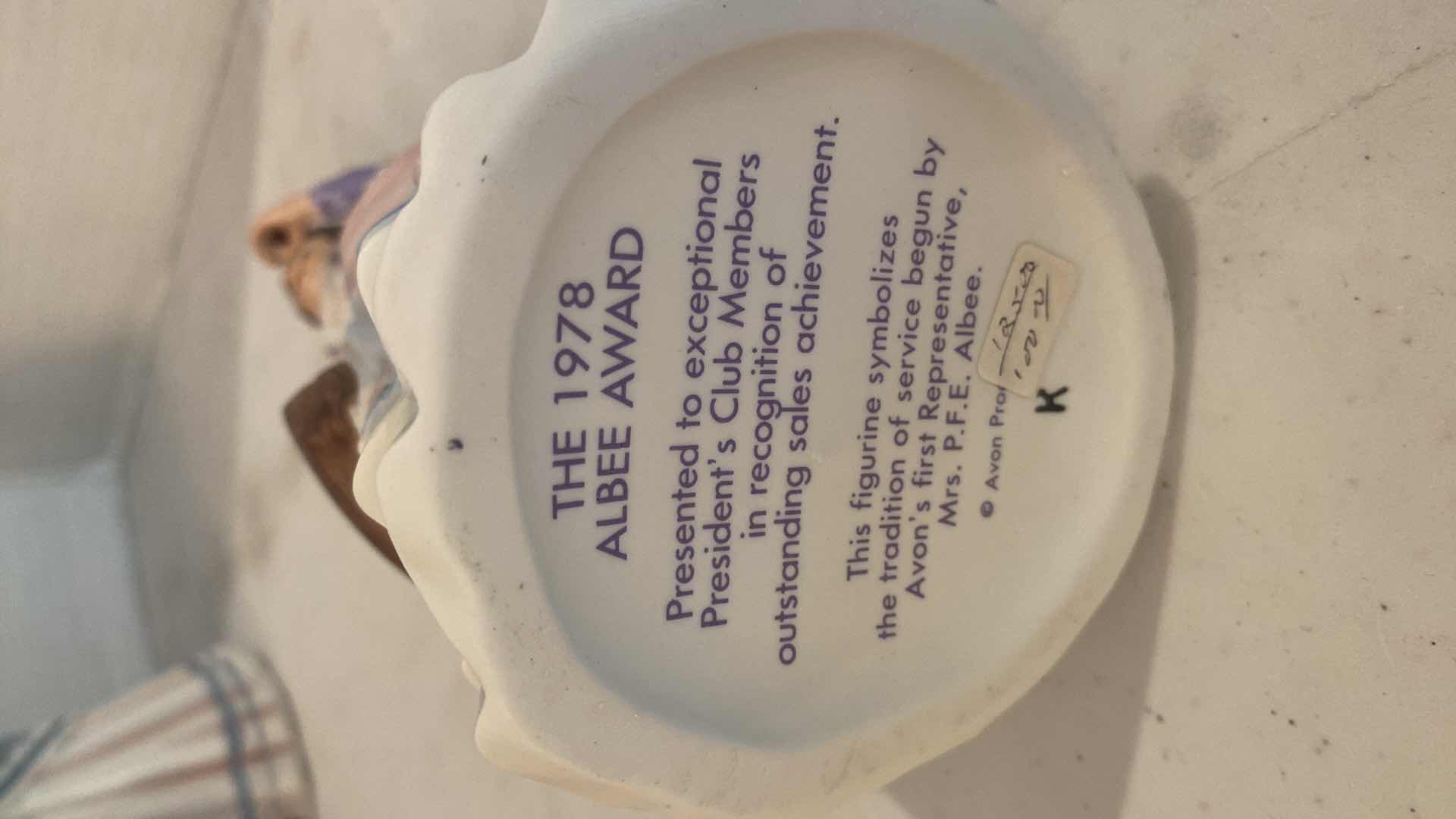 Photo 1 of AVON PRESIDENTS CLUB ALBEE AWARDS PORCELAIN FIGURINE H 9”