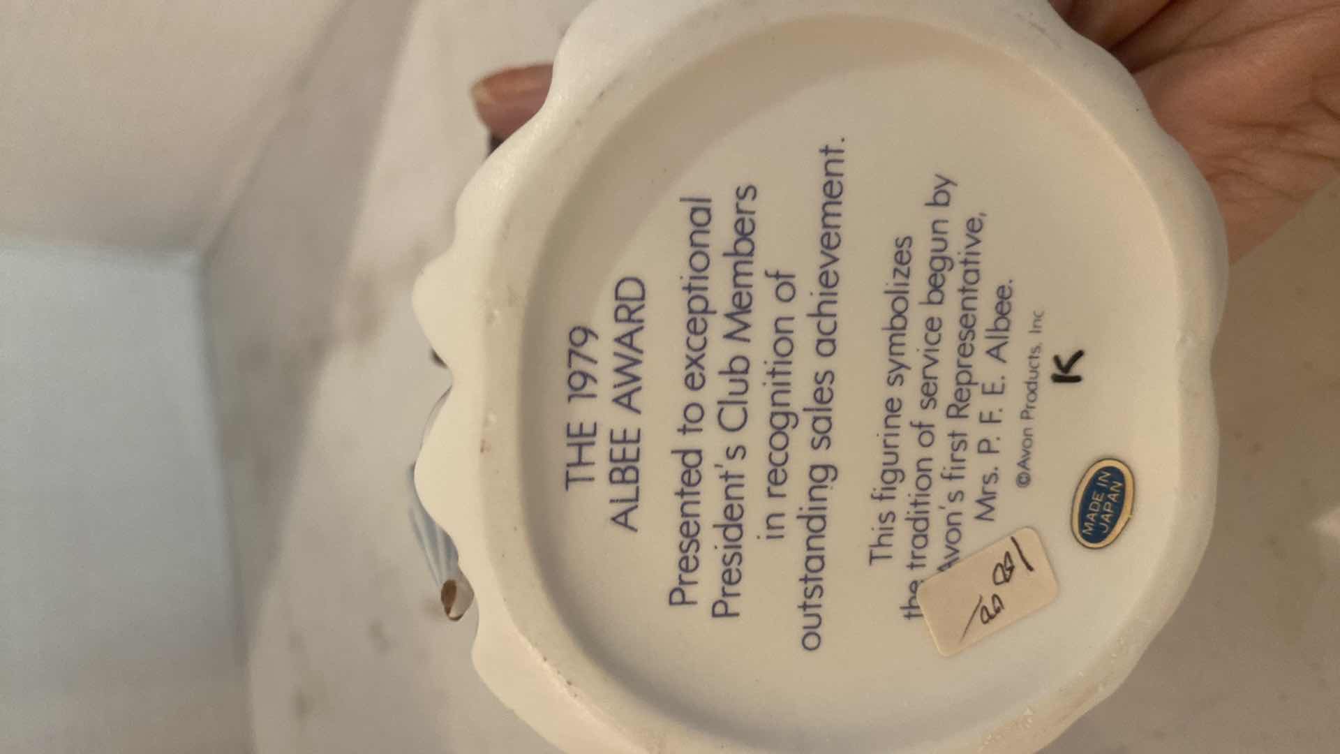 Photo 1 of AVON PRESIDENTS CLUB ALBEE AWARDS PORCELAIN FIGURINE H 9”