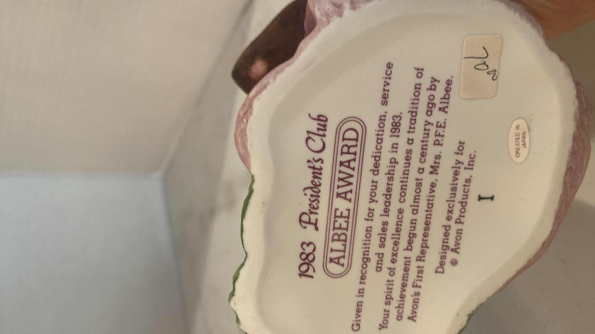 Photo 1 of AVON PRESIDENTS CLUB ALBEE AWARDS PORCELAIN FIGURINE H 9 1/2”