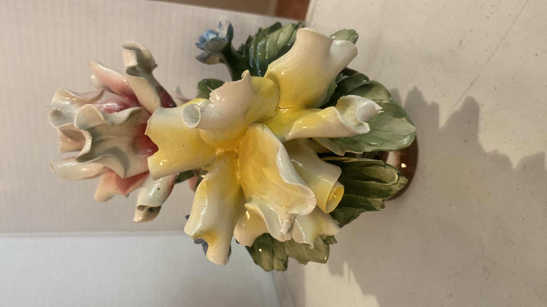 Photo 1 of CAPODIMONTE FLORAL VASE 10” x 9”