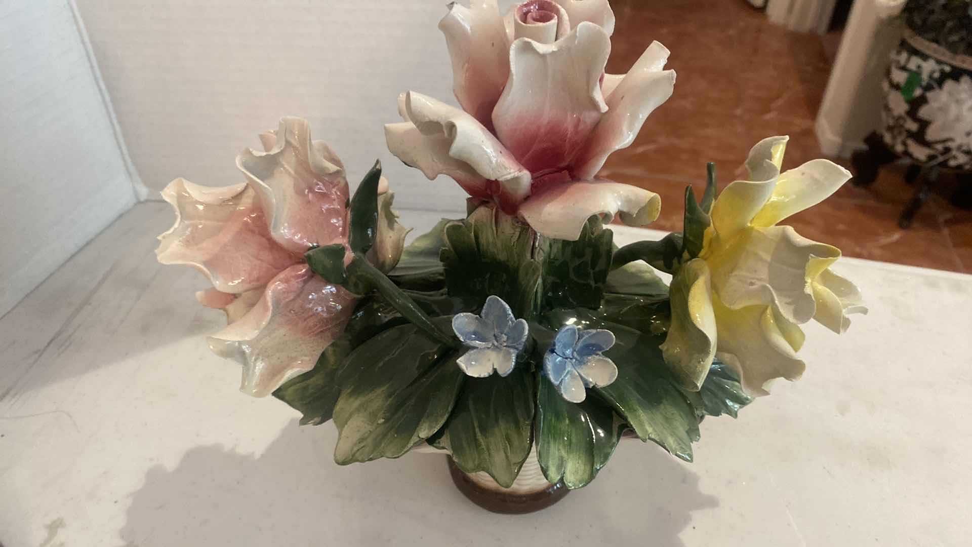 Photo 1 of CAPODIMONTE FLORAL VASE 10” x 9”