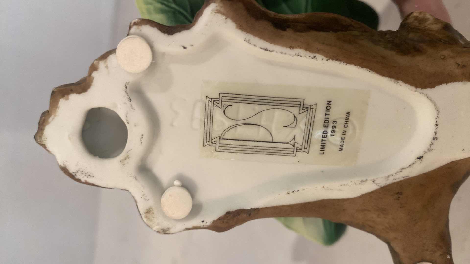 Photo 1 of CERAMIC BELL & PORCELAIN FLOWER ON STAND 6” x 5 1/2”