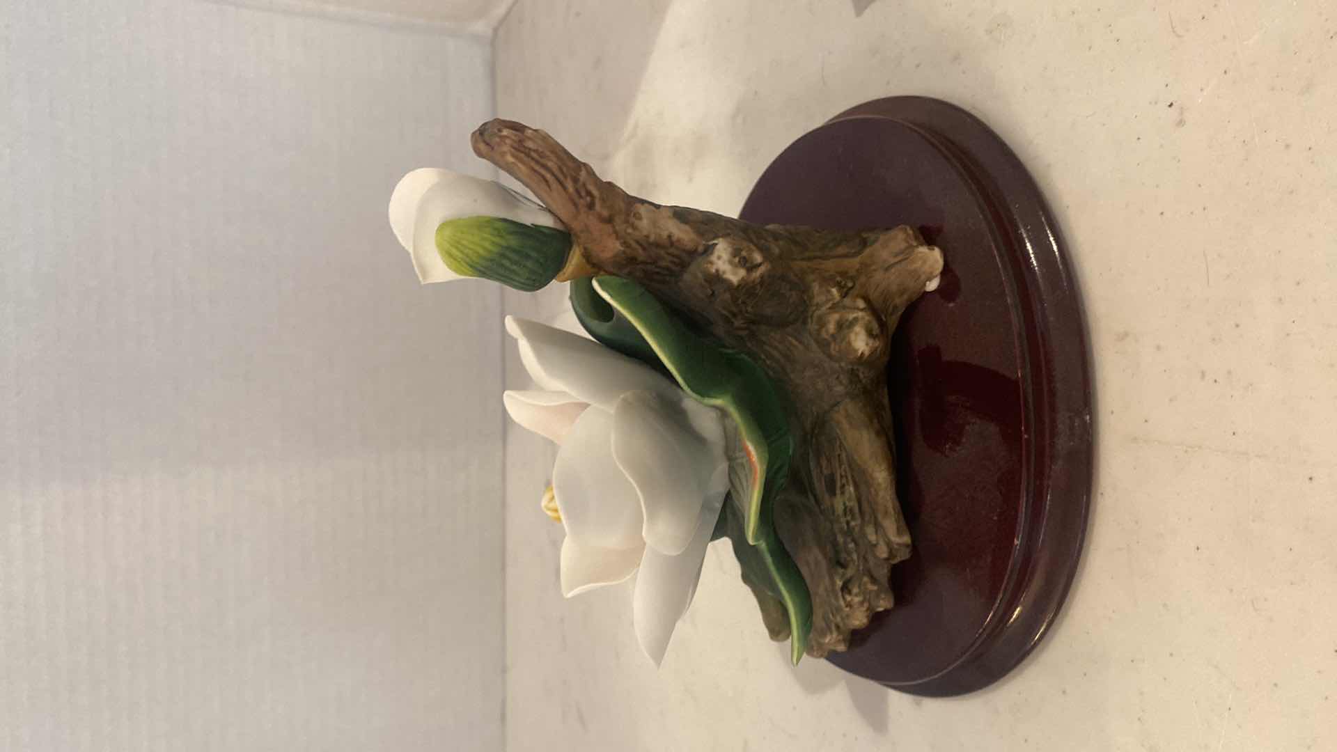 Photo 1 of CERAMIC BELL & PORCELAIN FLOWER ON STAND 6” x 5 1/2”