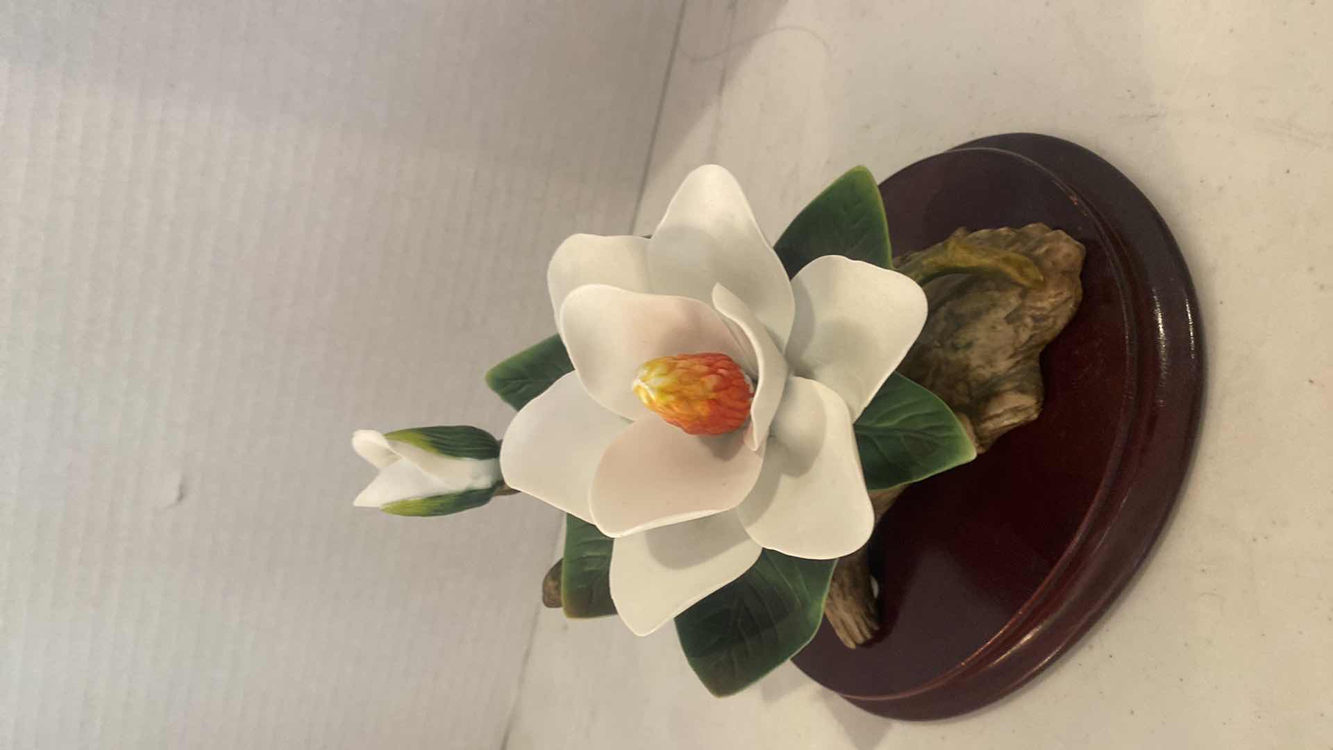 Photo 1 of CERAMIC BELL & PORCELAIN FLOWER ON STAND 6” x 5 1/2”