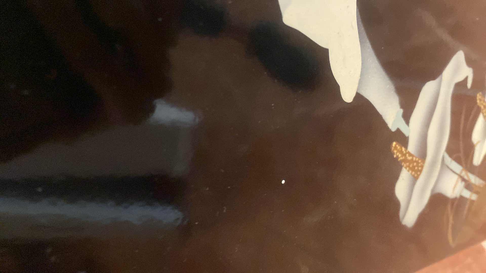 Photo 1 of BLACK LACQUER PEDESTAL WITH CALLA LILLES MOTIF 15” x 36”