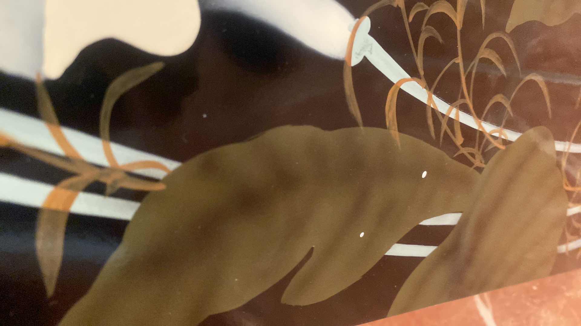 Photo 1 of BLACK LACQUER PEDESTAL WITH CALLA LILLES MOTIF 15” x 36”