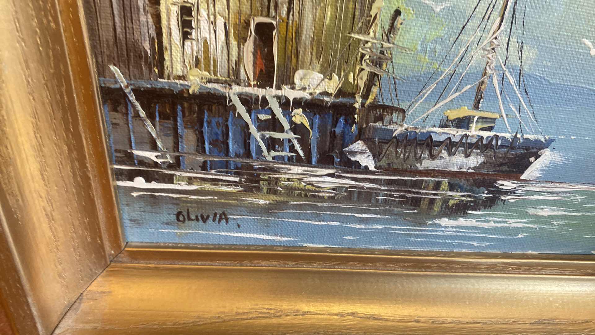 Photo 1 of 2 - FRAMED FLORAL & SHIP BY BOATHOUSE ARTWORK LARGEST 18 1/2” x 15”