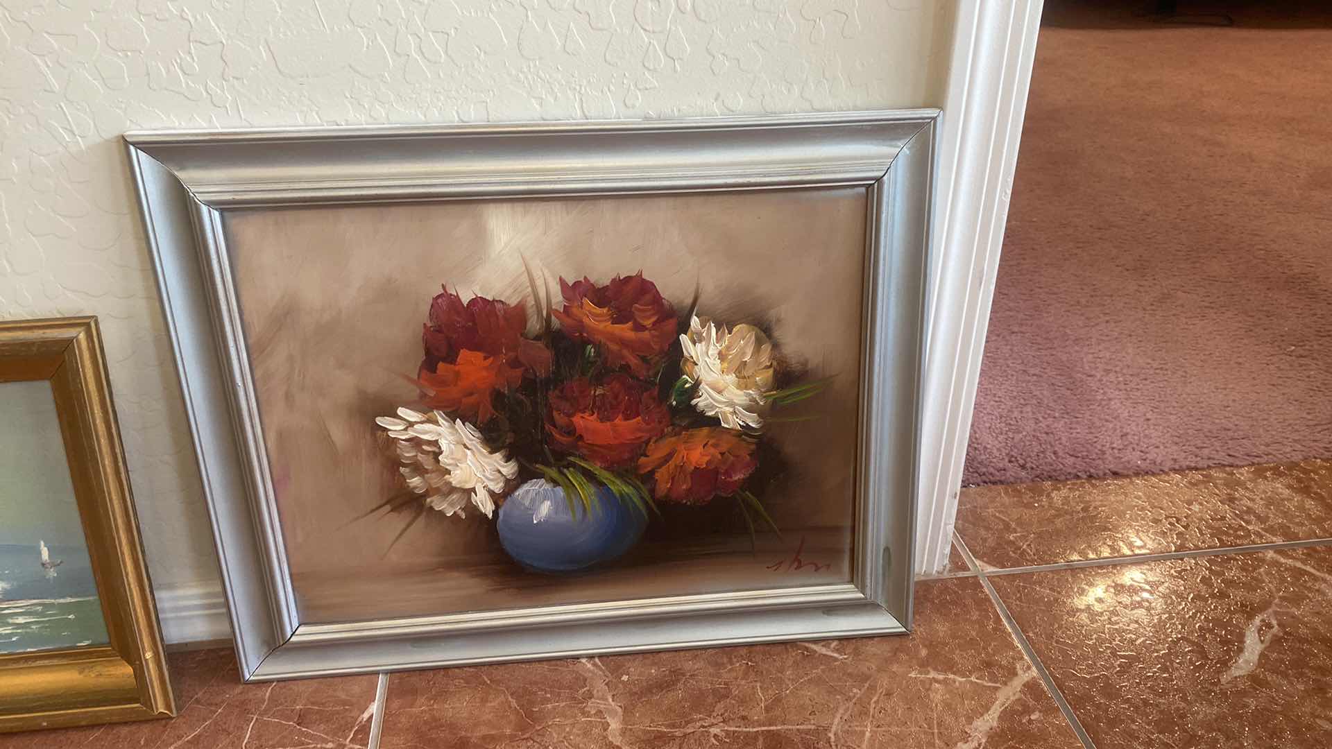 Photo 1 of 2 - FRAMED FLORAL & SHIP BY BOATHOUSE ARTWORK LARGEST 18 1/2” x 15”