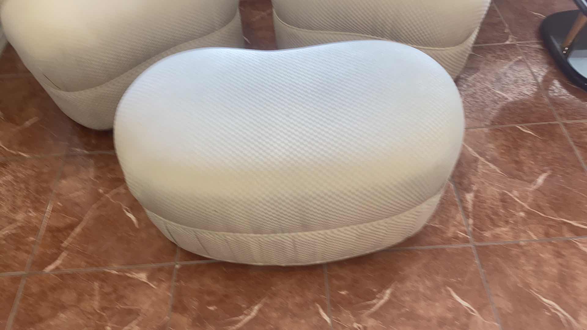 Photo 1 of 2 - MID CENTURY MODERN FAN BACK SWIVEL CREAM FABRIC OCCASIONAL CHAIRS & OTTOMAN INCLUDES 1 TOSS PILLOW