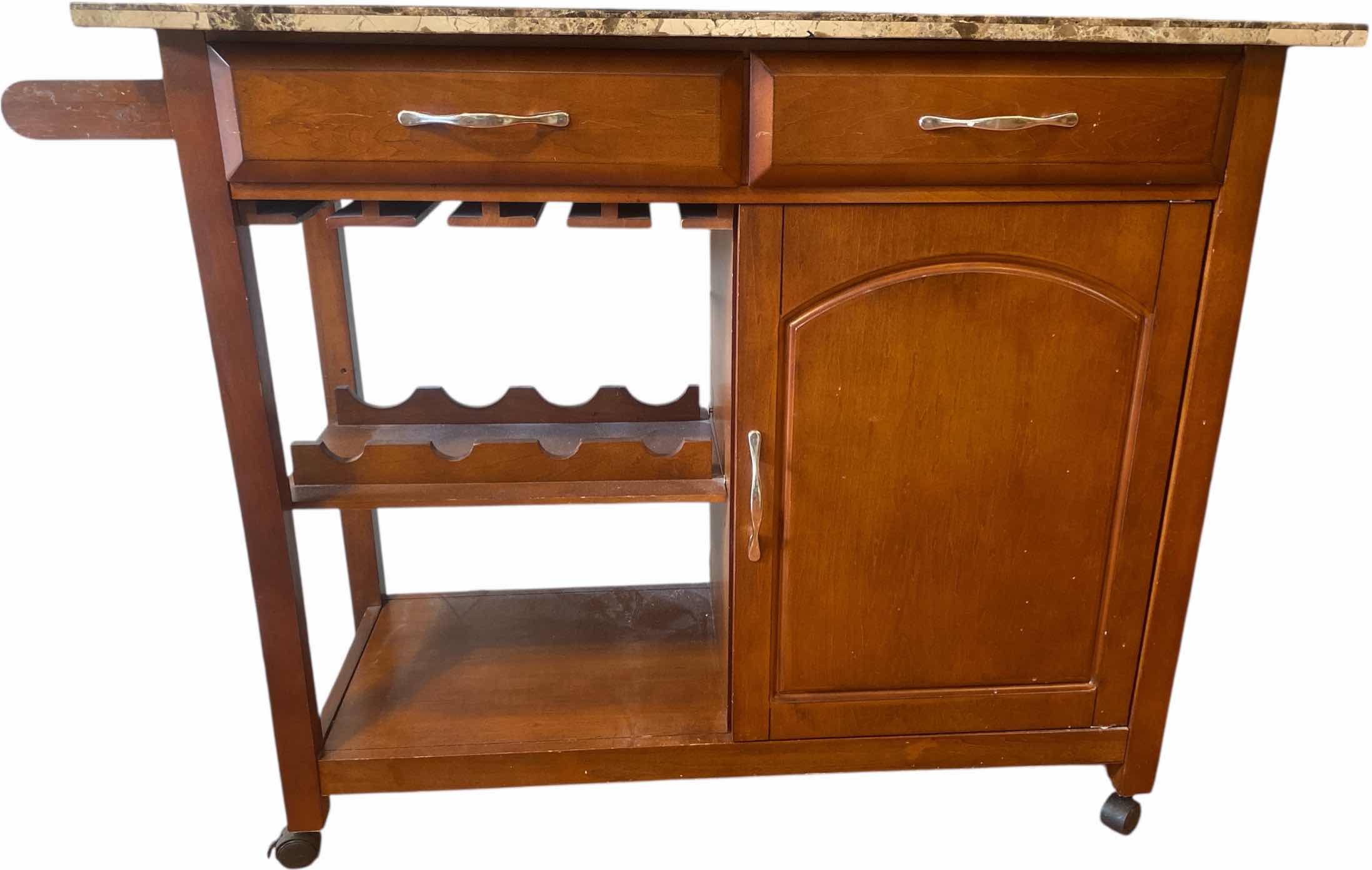 Photo 1 of BAR CART WITH MARBLE TOP 45“ x 18 1/2“ H 35”