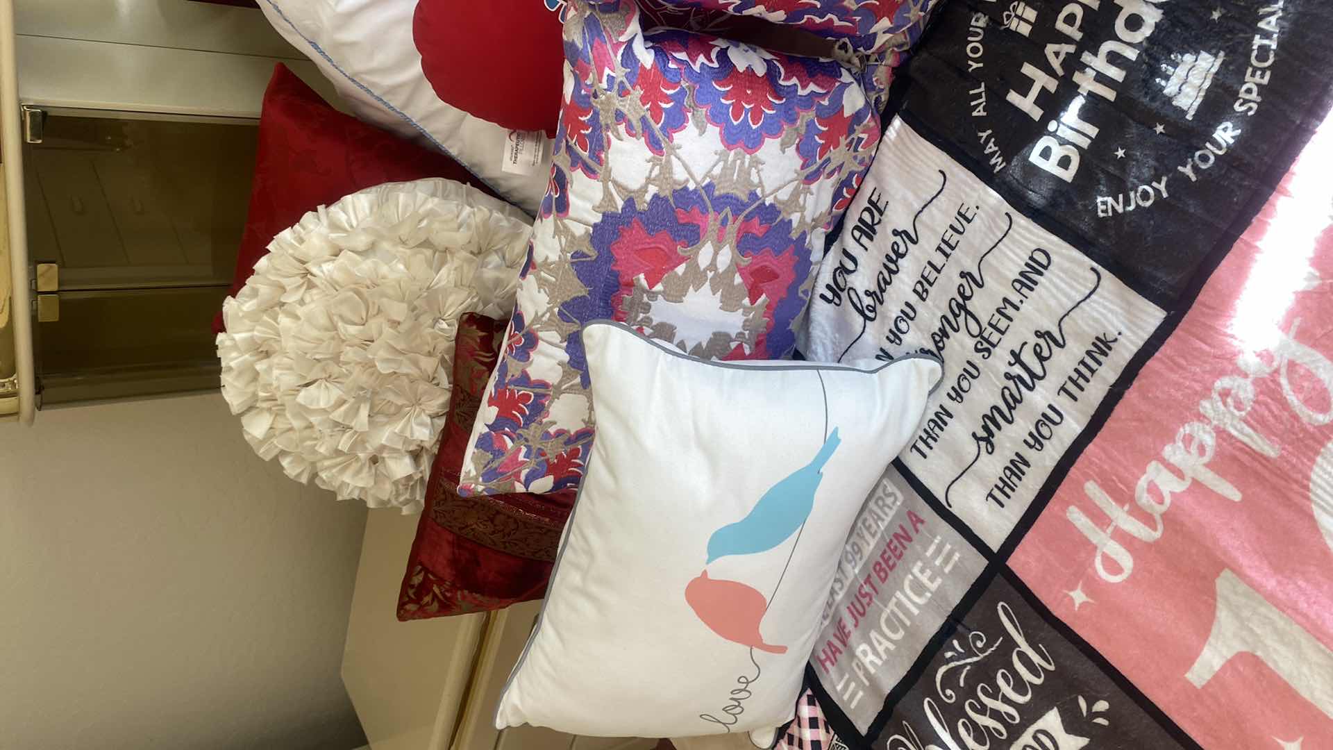 Photo 1 of 100th BIRTHDAY THROW, ELECTRIC BLANKET & PILLOWS