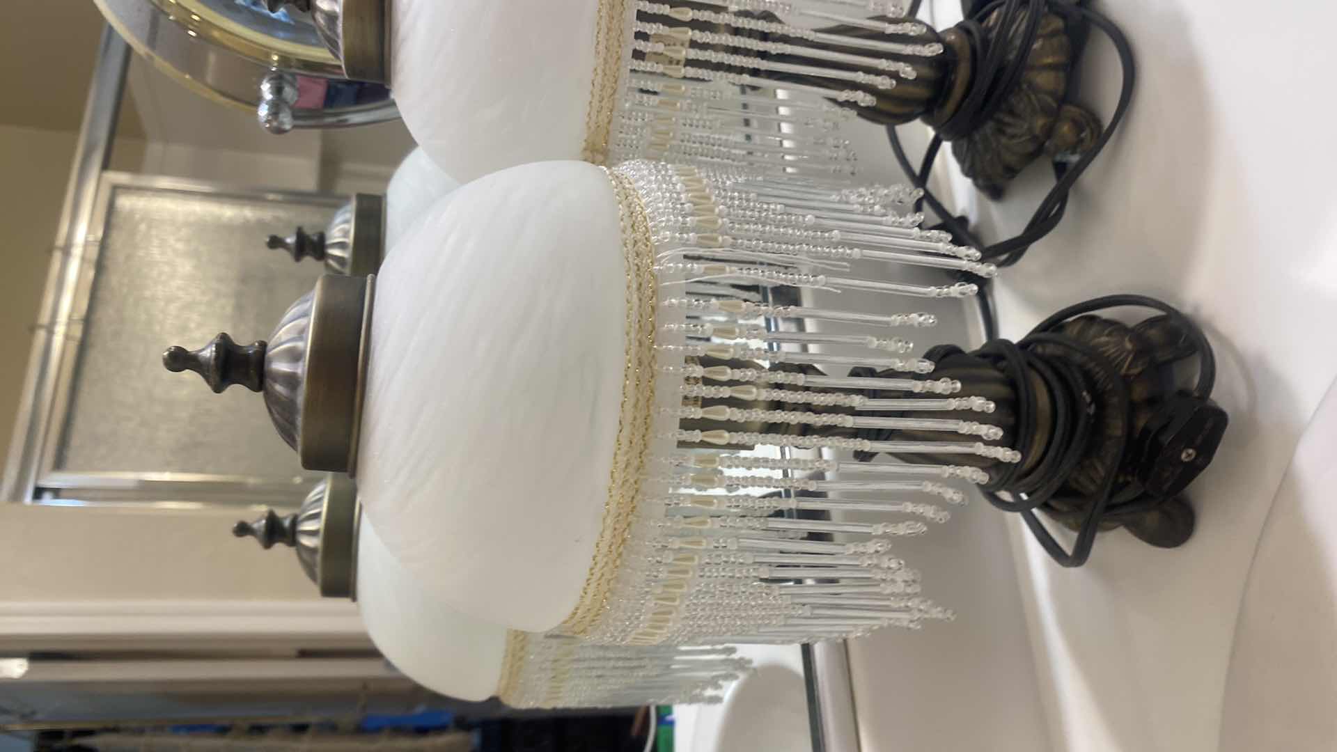 Photo 1 of 2 - SMALL GLASS SHADE LAMPS H 13”