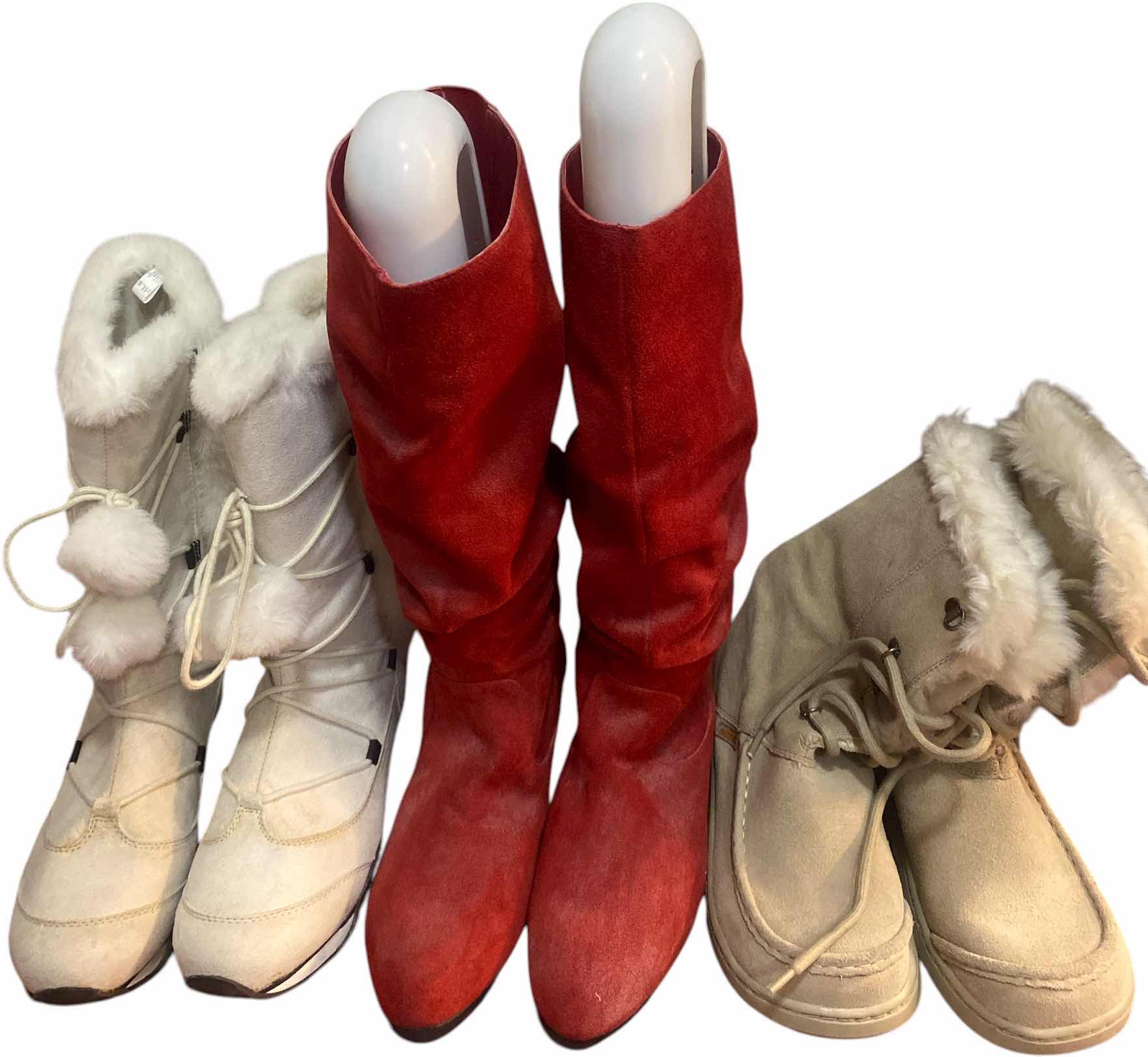 Photo 1 of 3 WOMENS SIZE 8 SNOW BOOTS SIZE 9 RED SLOUCHY BOOTS