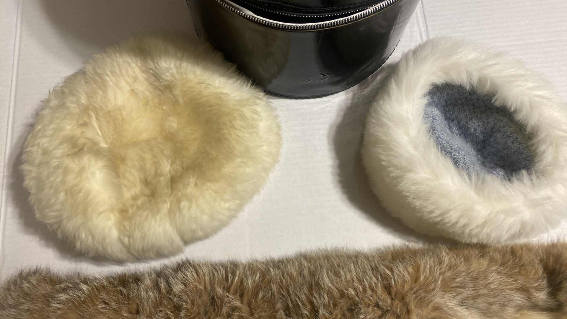 Photo 1 of 3 FUR COLLARS, SHEEPSKIN HAT & FAUX HAT WITH HAT BOX