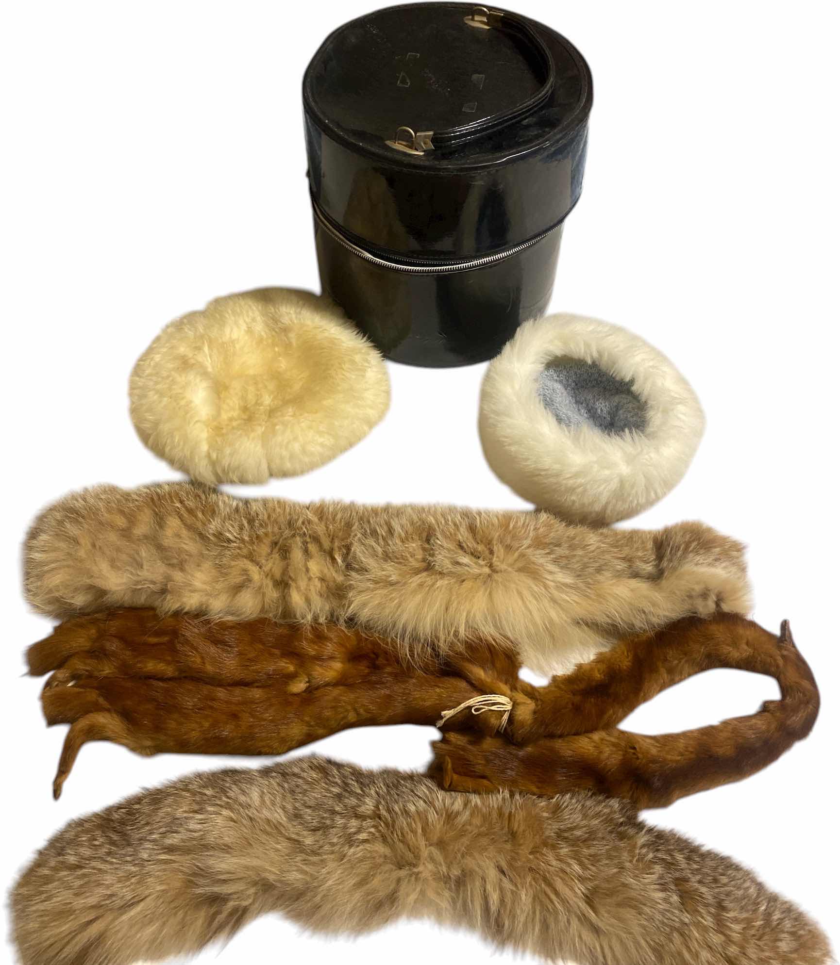 Photo 1 of 3 FUR COLLARS, SHEEPSKIN HAT & FAUX HAT WITH HAT BOX