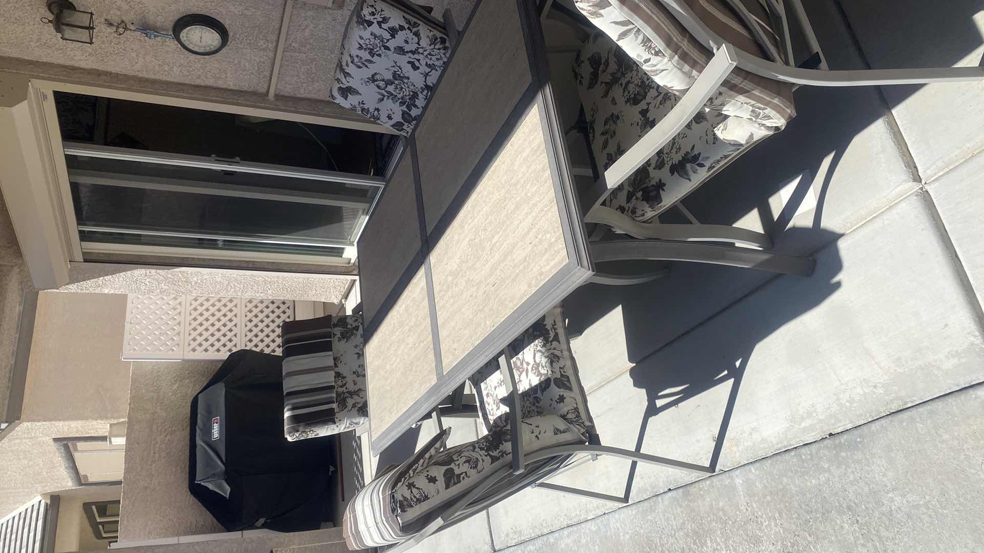 Photo 1 of 5 - PIECE ALUMINUM & RESIN PATIO SET TABLE 66“ x 38“ H 28 1/2”