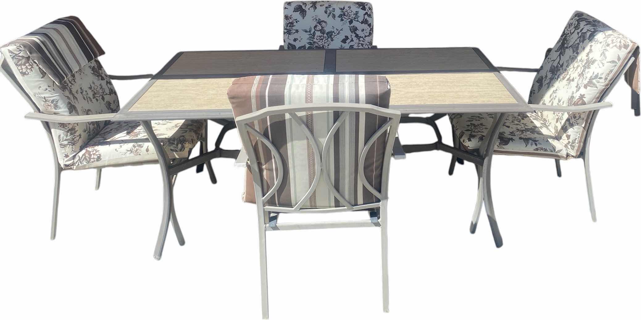 Photo 1 of 5 - PIECE ALUMINUM & RESIN PATIO SET TABLE 66“ x 38“ H 28 1/2”