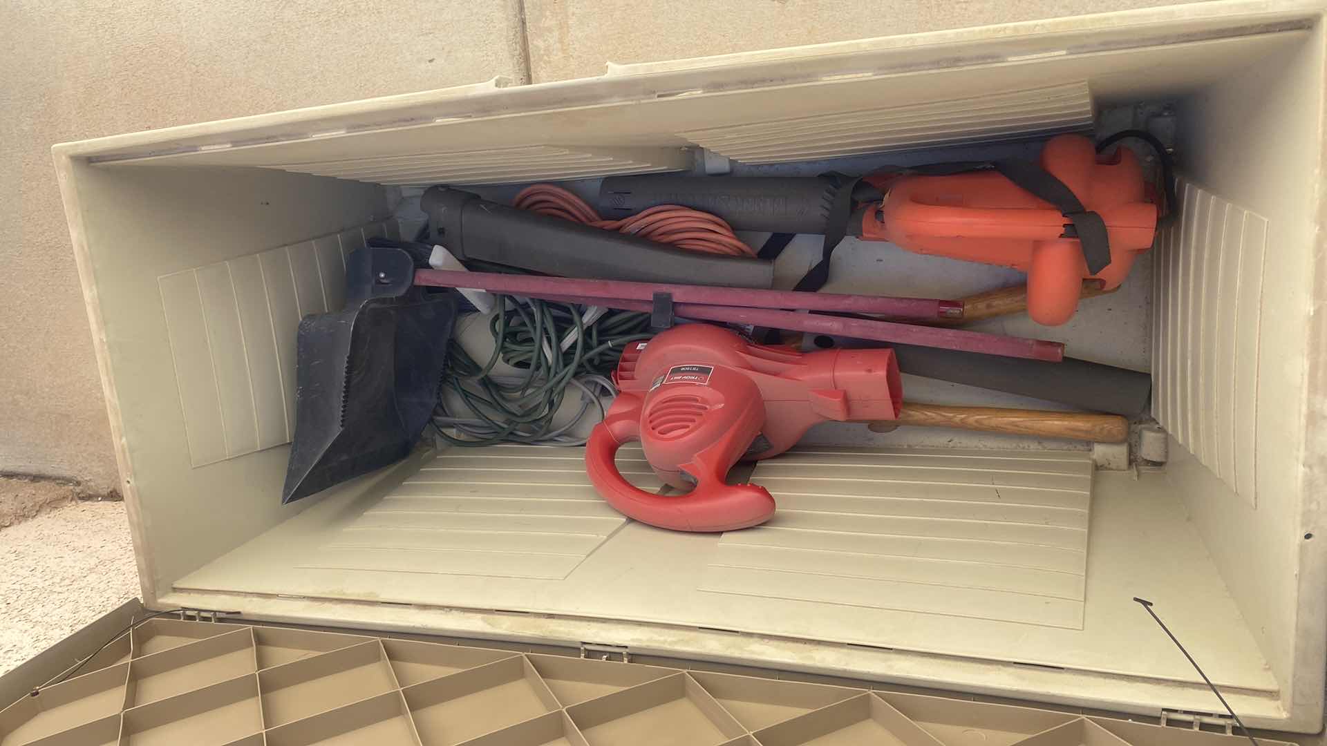 Photo 1 of DECK BOX WITH GARDEN TOOLS 46“ x 21“ H 21”