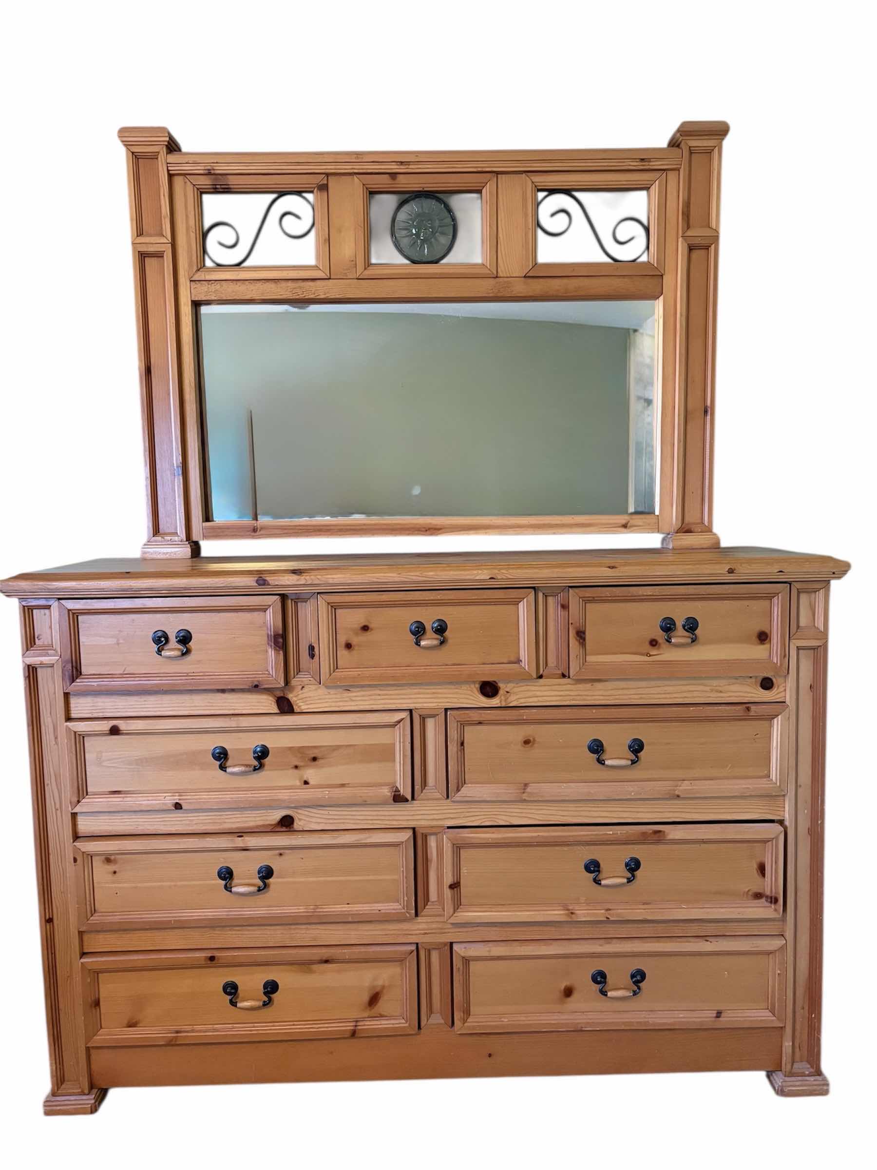Photo 1 of KNOTTY PINE DRESSER 9-DRAWER 18”X63”XH43” INCLUDES MIRROR