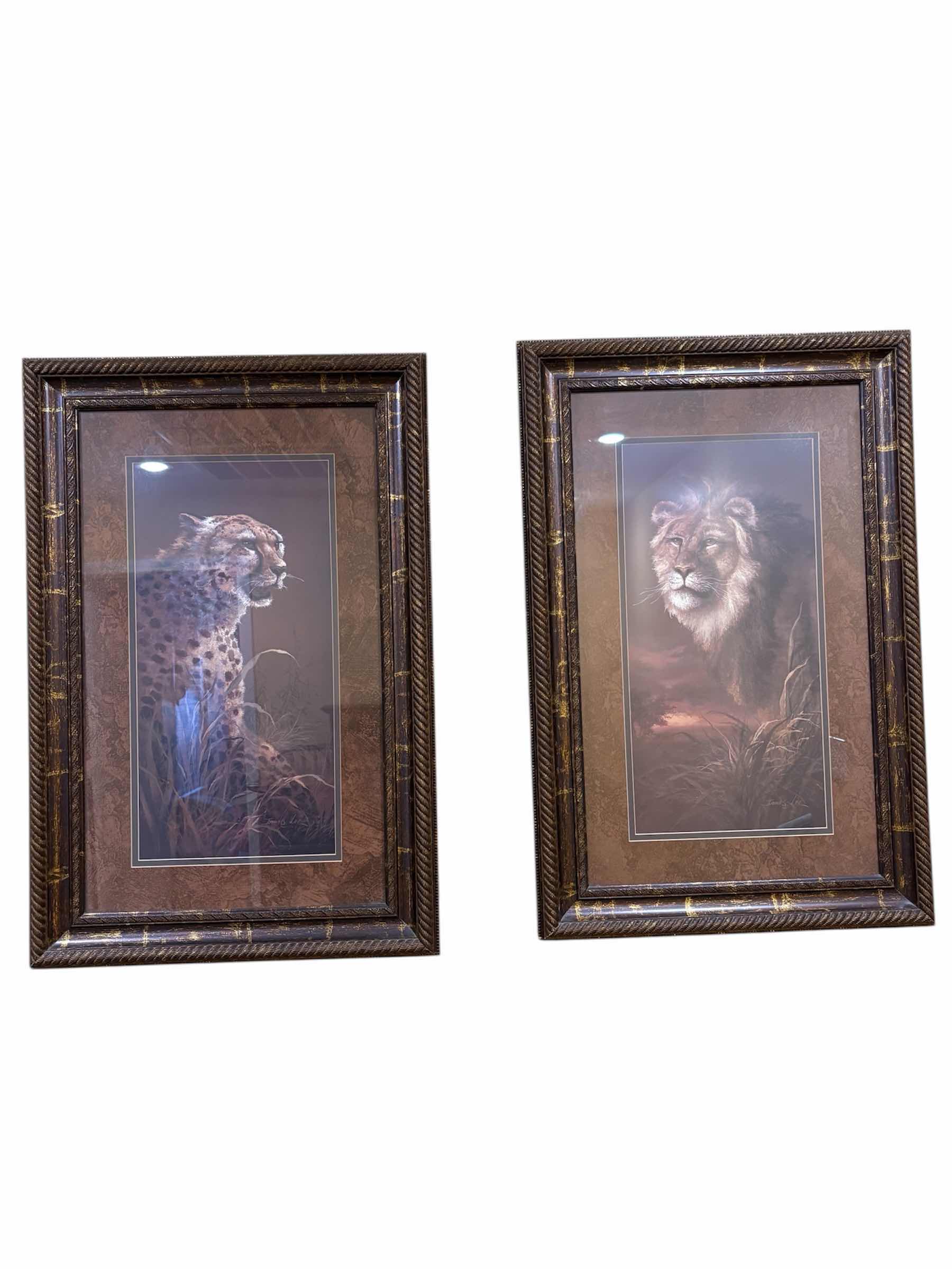 Photo 1 of (2)PCS SAFARI ANIMAL FRAMED ARTWORK 24”X36”