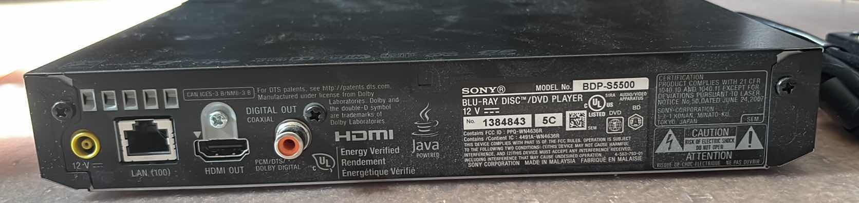 Photo 1 of SONY BLU-RAY/DVD PLAYER